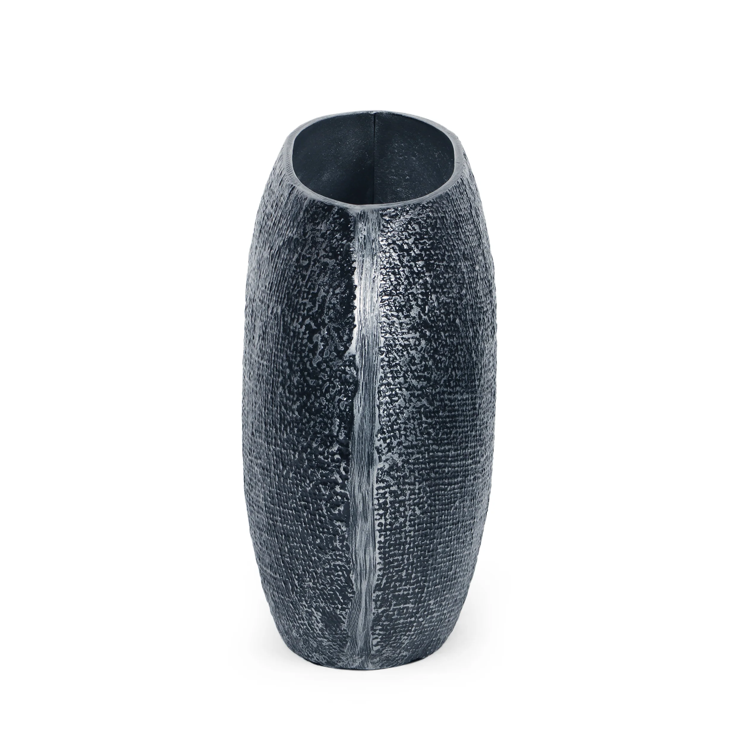Caryl Modern Handmade Aluminum Flat Vase, Charcoal - furnishings