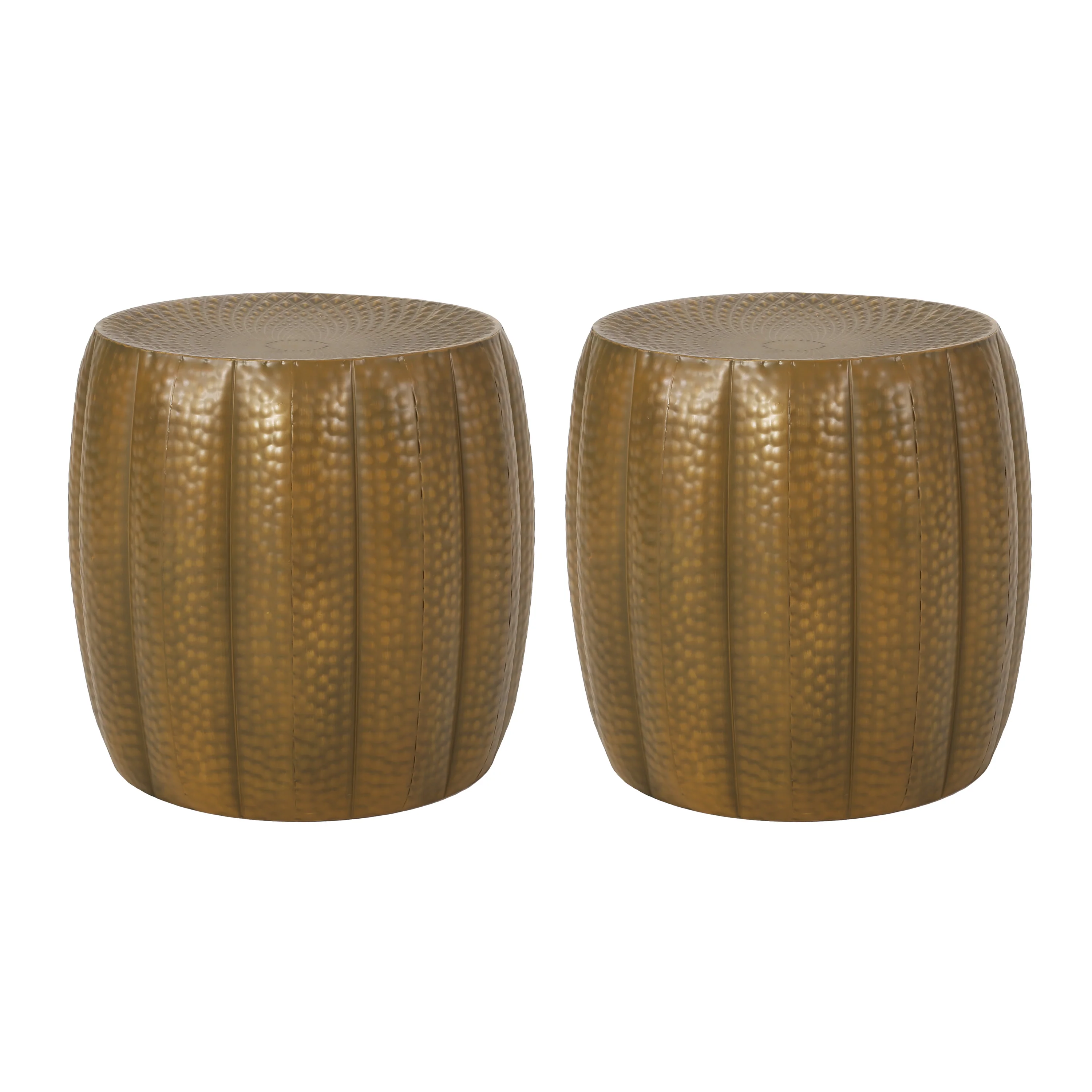 Craigue Modern Iron Mandala Pumpkin Side Tables, Set of 2 - furnishings