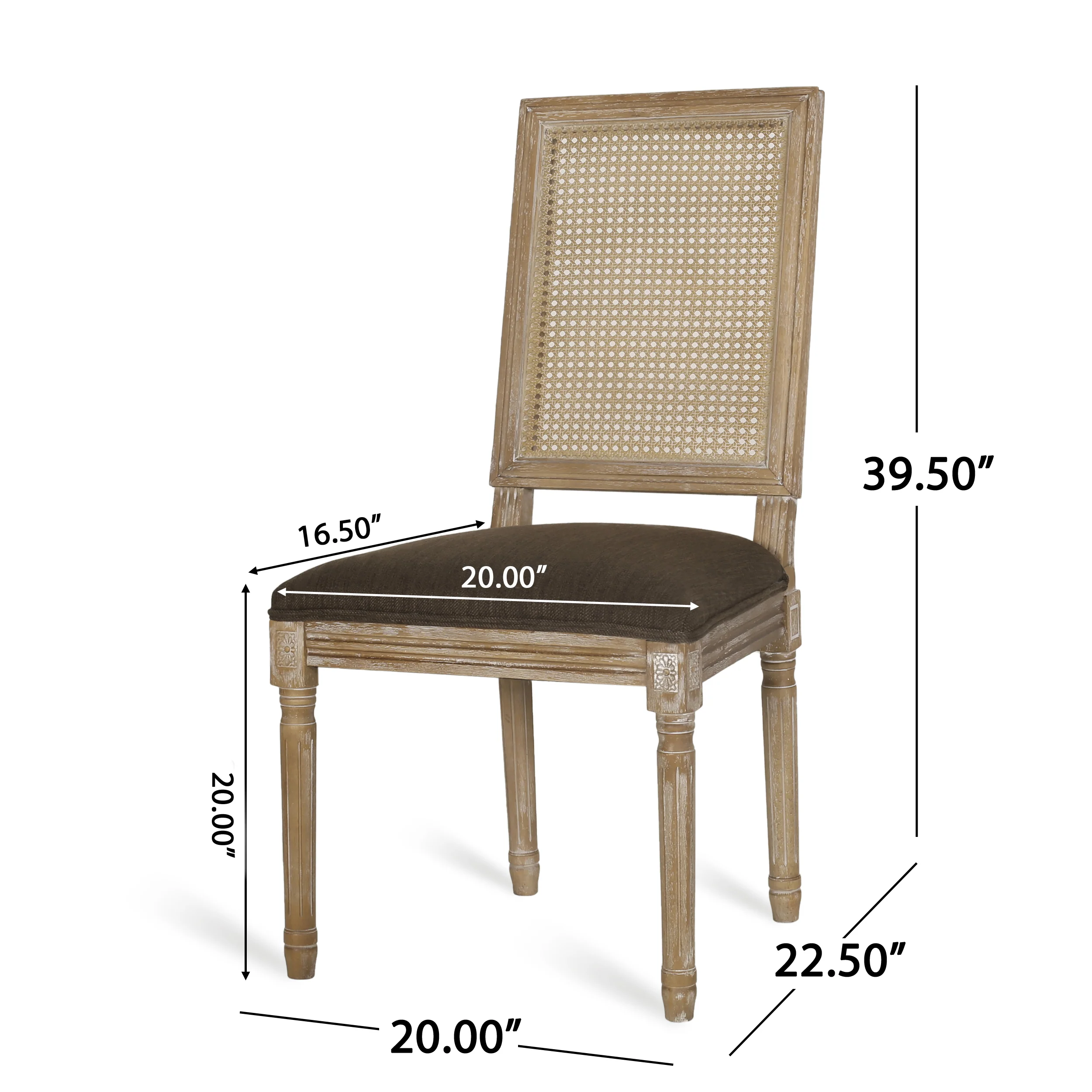 Merlene French Country Fabric Upholstered Wood and Cane 5 Piece Circular Dining Set - furnishings