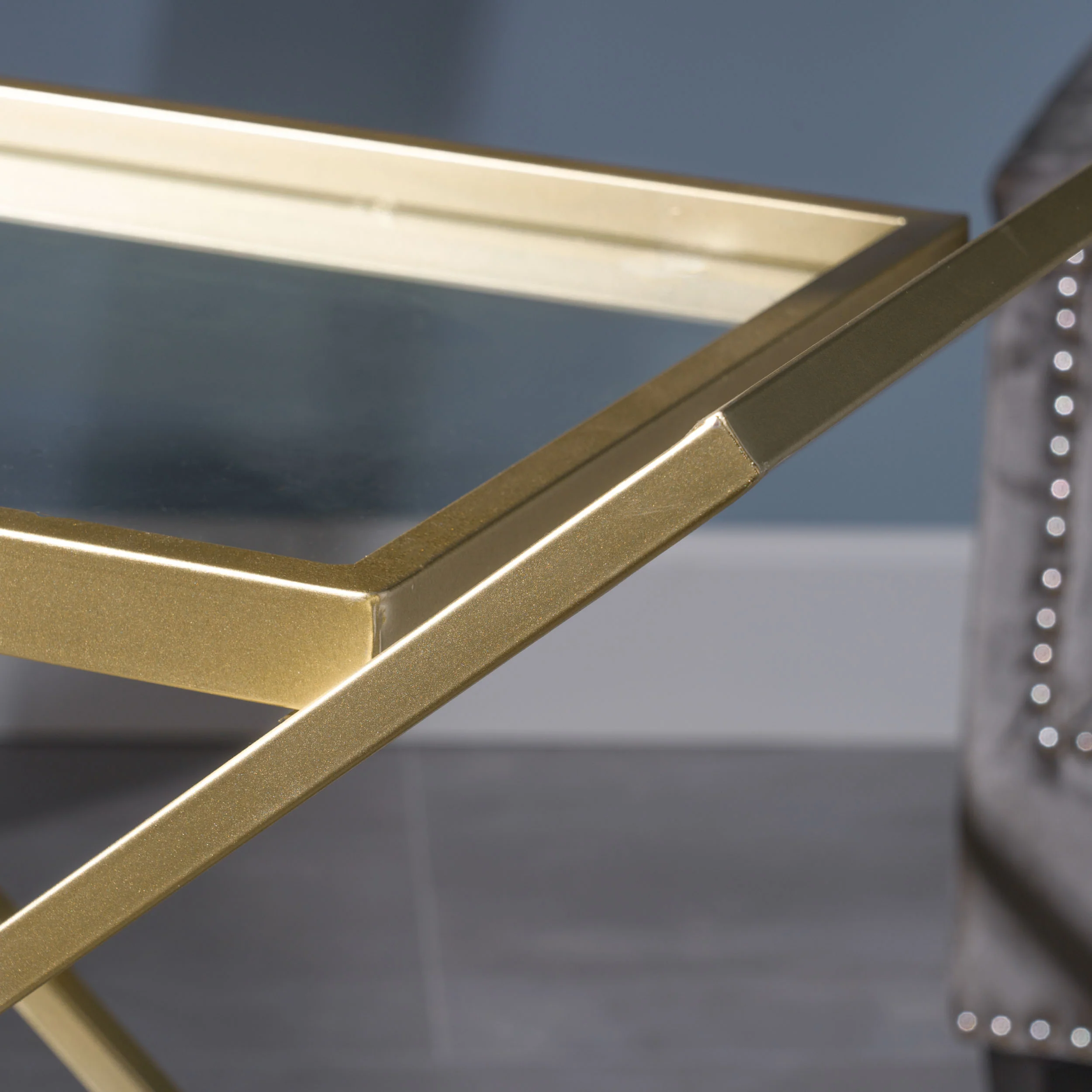 Easter Indoor Industrial Iron and Glass Bar Cart, Gold - furnishings