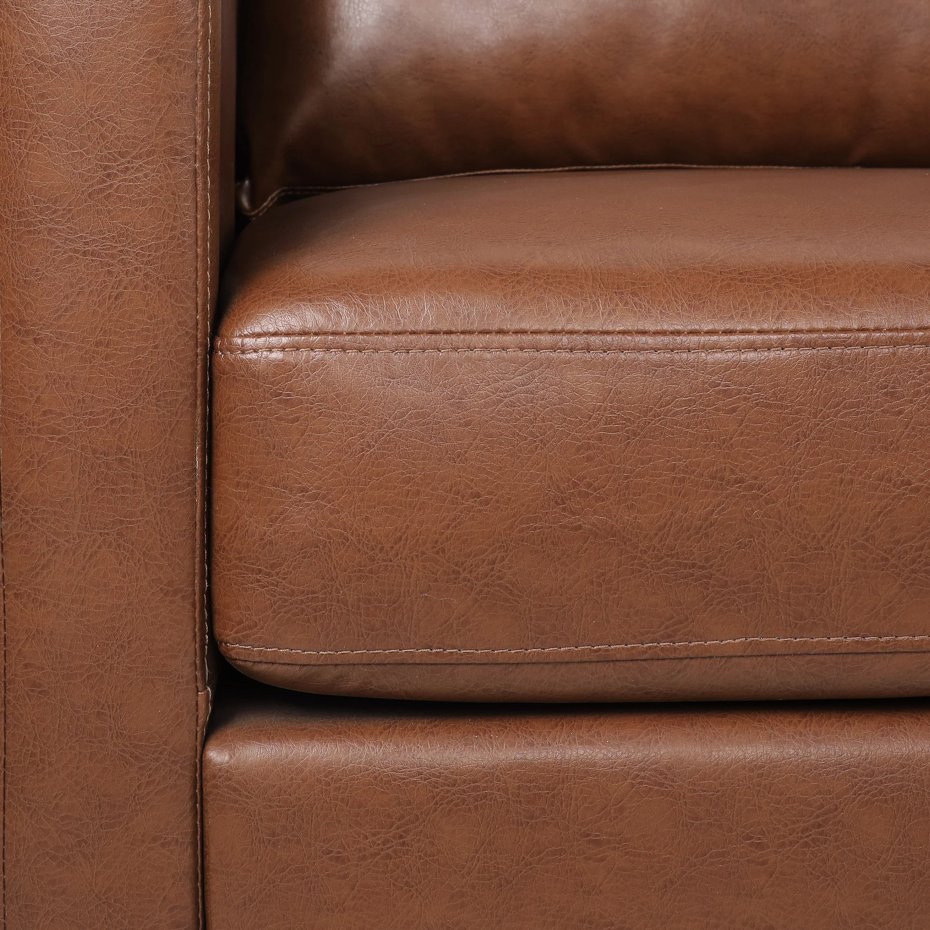 Dowd Mid Century Modern Faux Leather 3 Piece Living Room Sofa Set - furnishings
