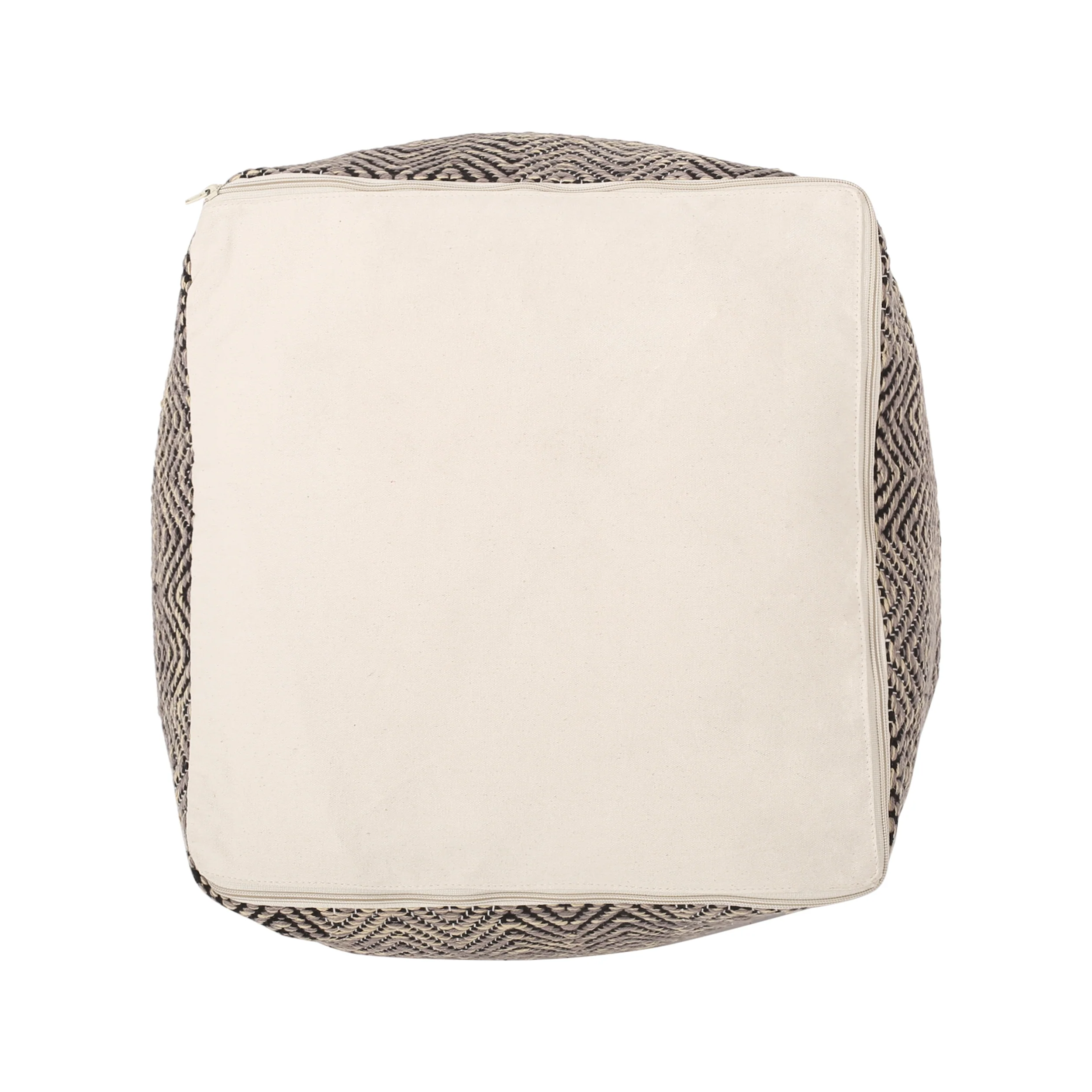Jailyn Hand-Crafted Cotton Cube Pouf - furnishings