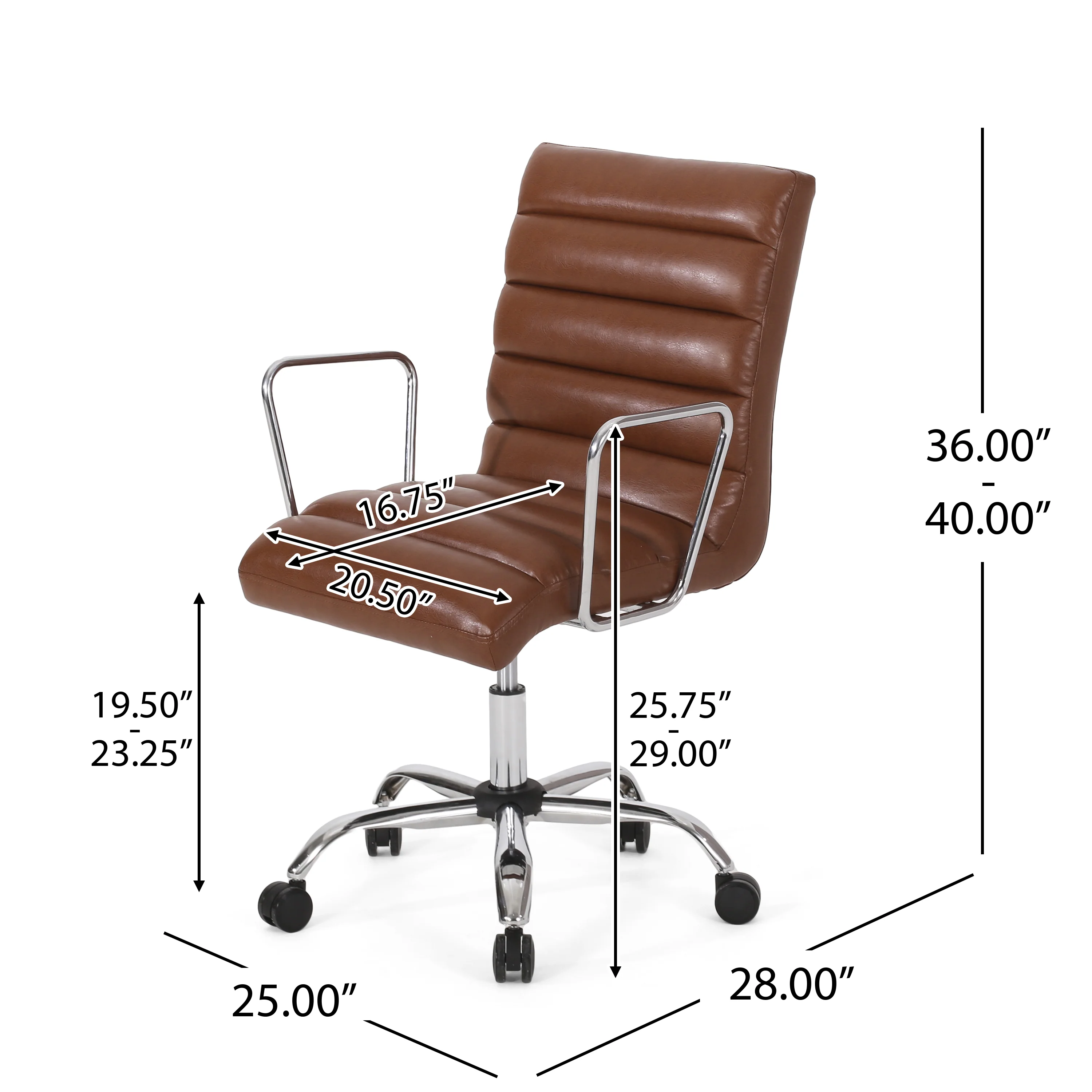 Gilmans Contemporary Faux Leather Channel Stitch Swivel Office Chair - furnishings