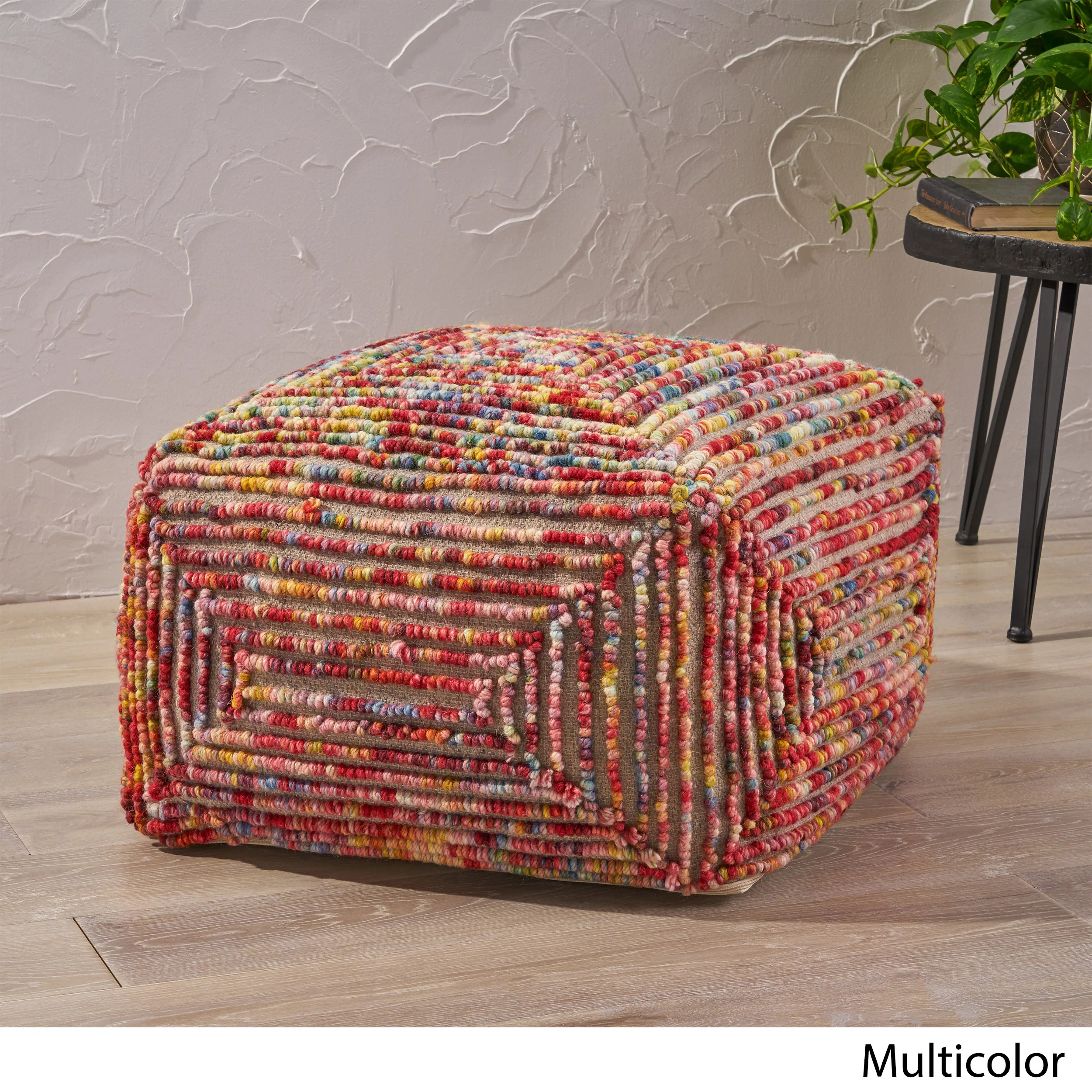 Jaylee Boho Wool Ottoman Pouf - furnishings