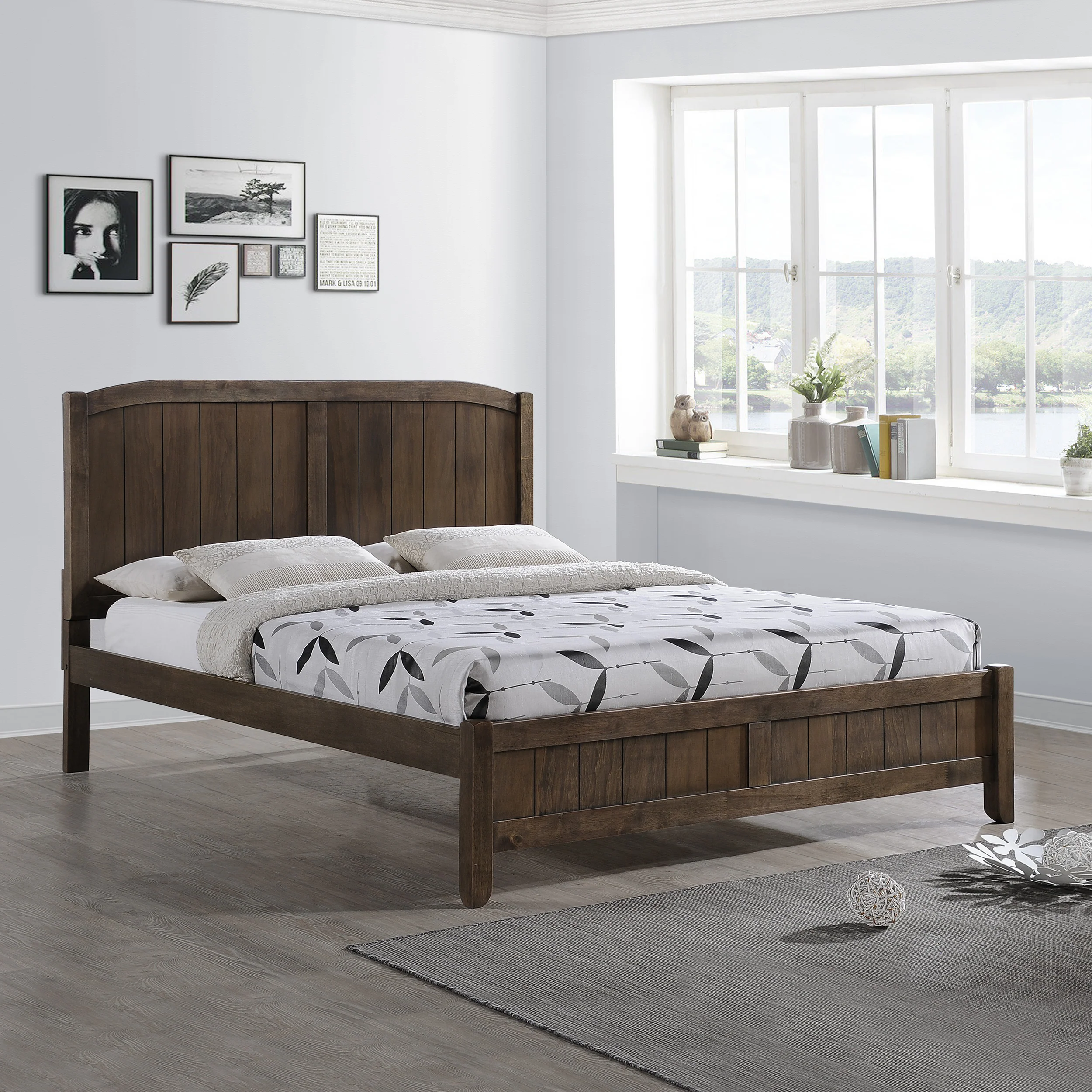 Camille Rustic Wooden Queen Platform Bed - furnishings