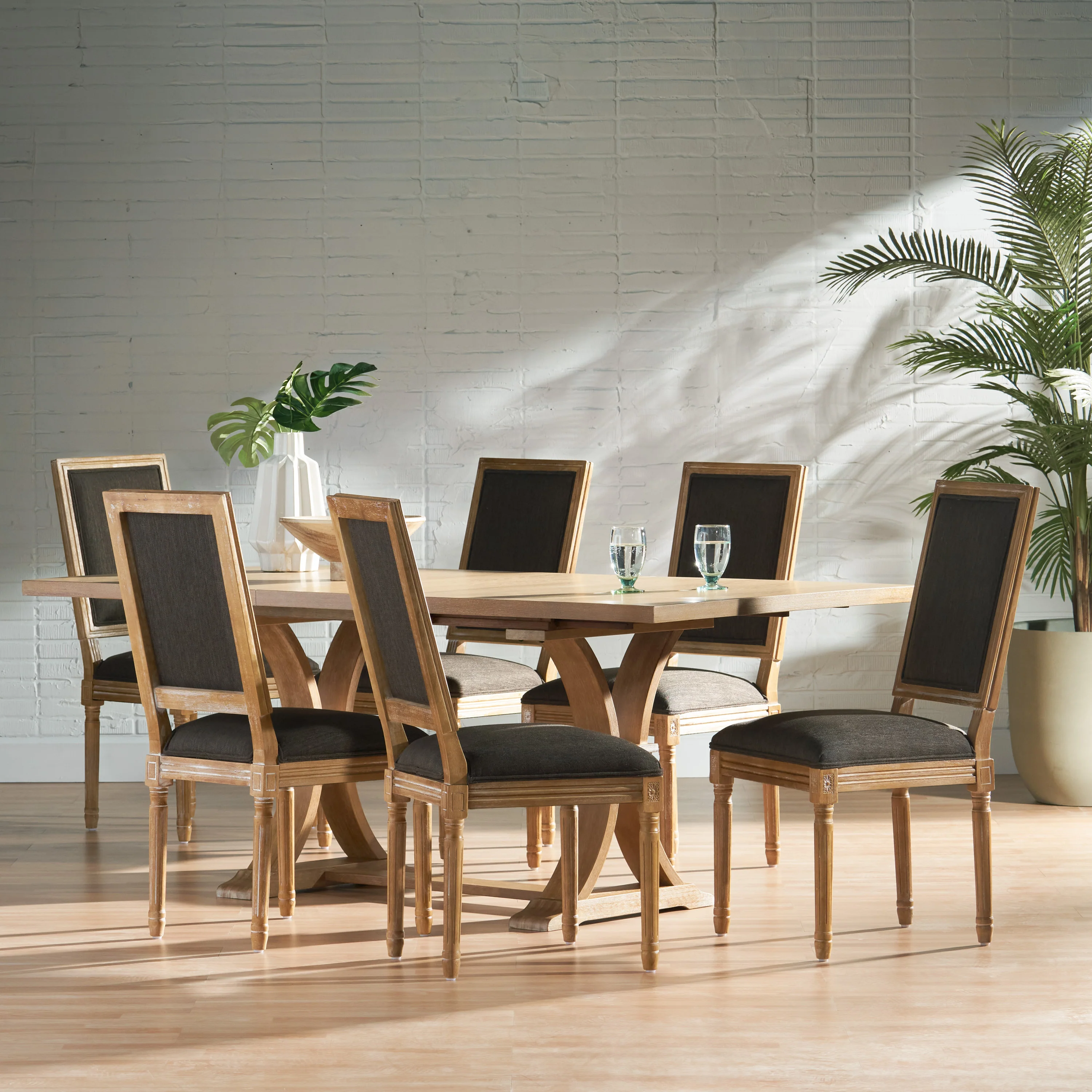 Beckstrom French Country Wood 7-Piece Expandable Dining Set - furnishings