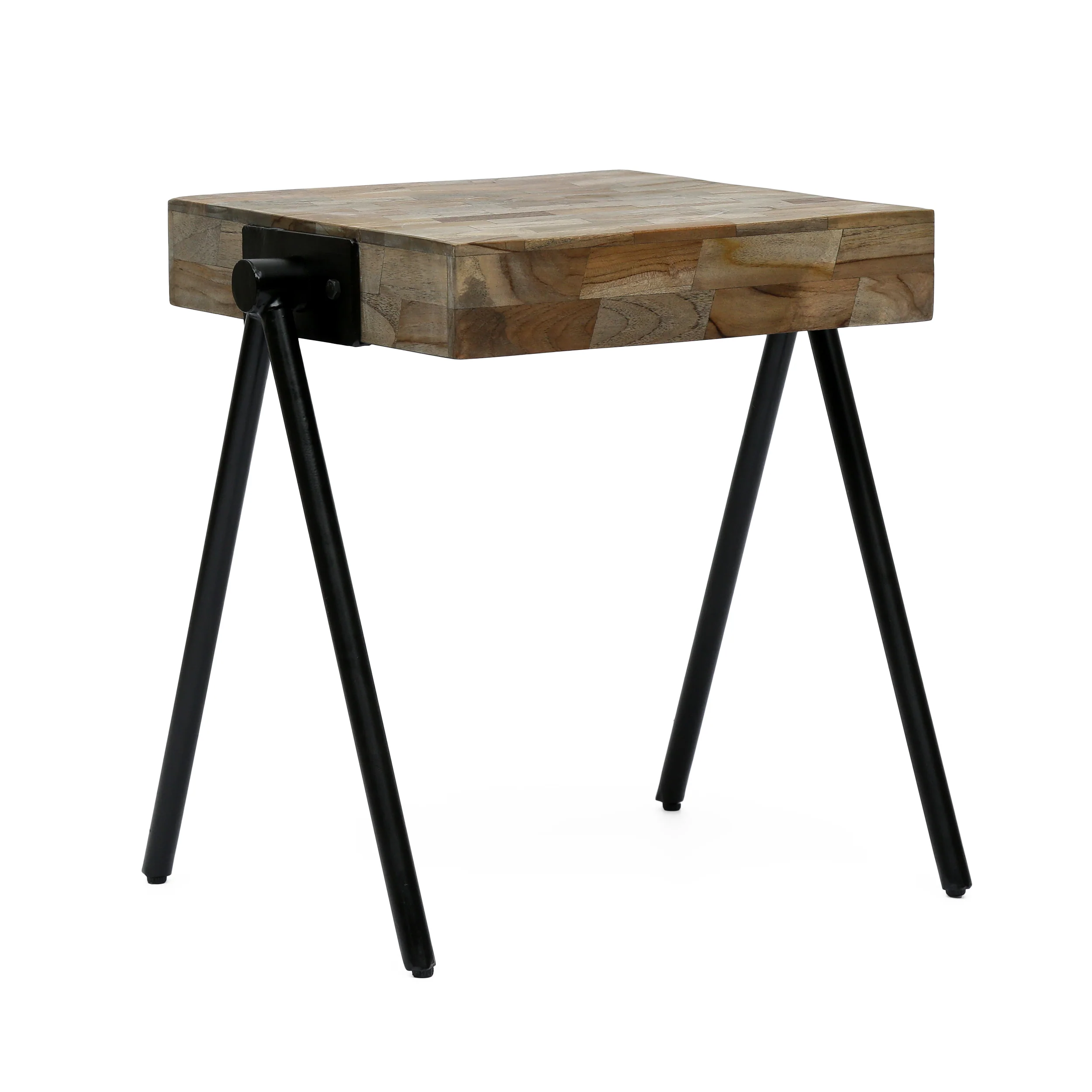 Delliah Handcrafted Modern Industrial Mango Wood Side Table - furnishings