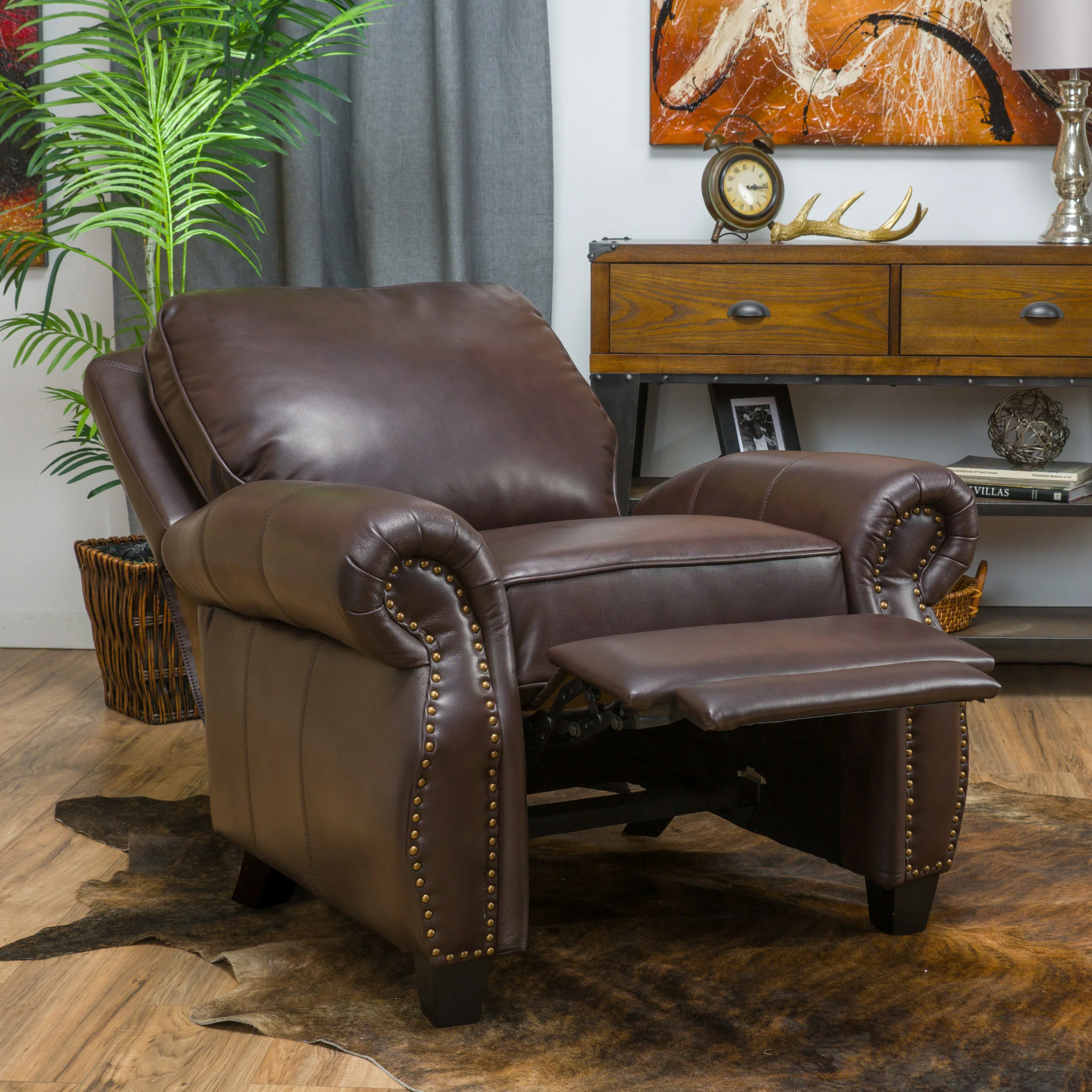 Jasmine Brown Leather Cigar Recliner - furnishings