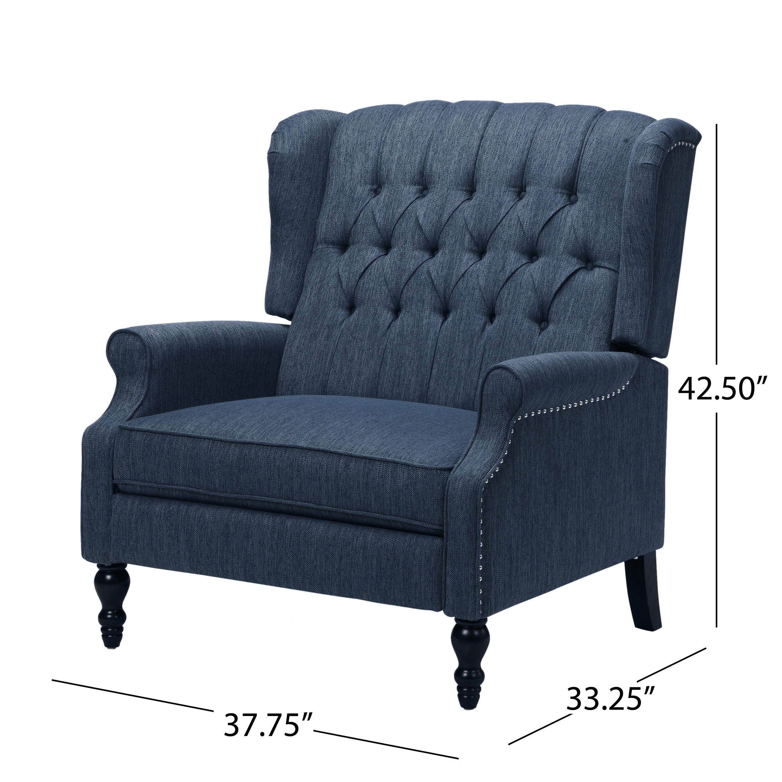 Salome Oversized Tufted Wingback Fabric Push Back Recliner - furnishings