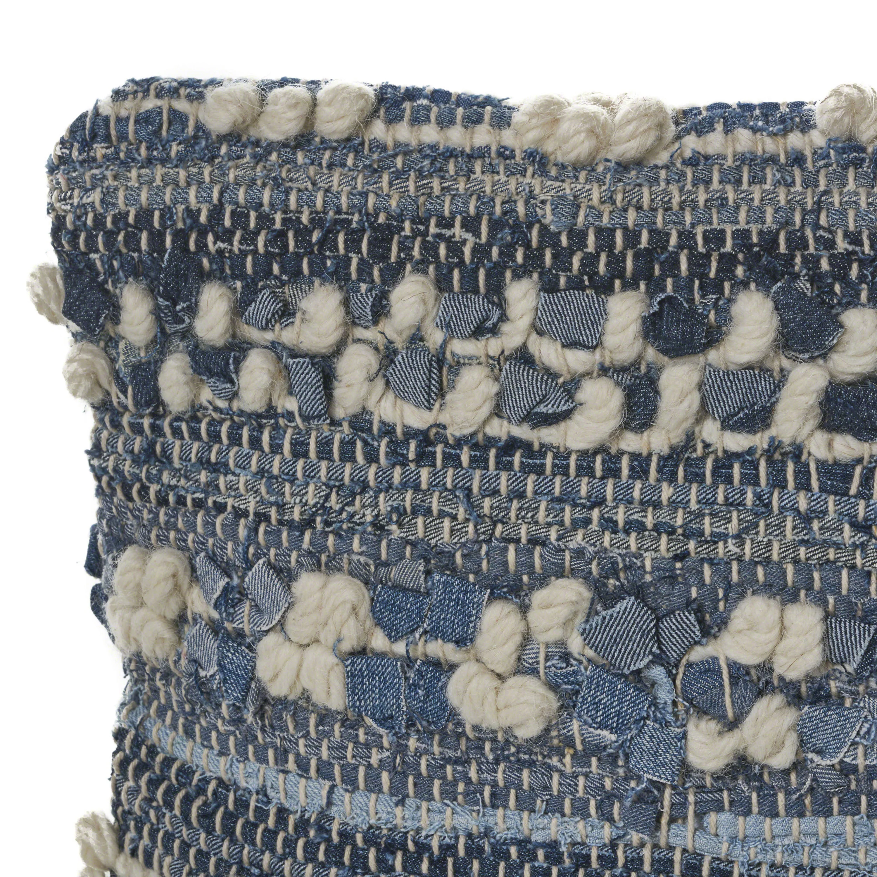 Storey Handcrafted Boho Denim and Fabric Pillow - furnishings