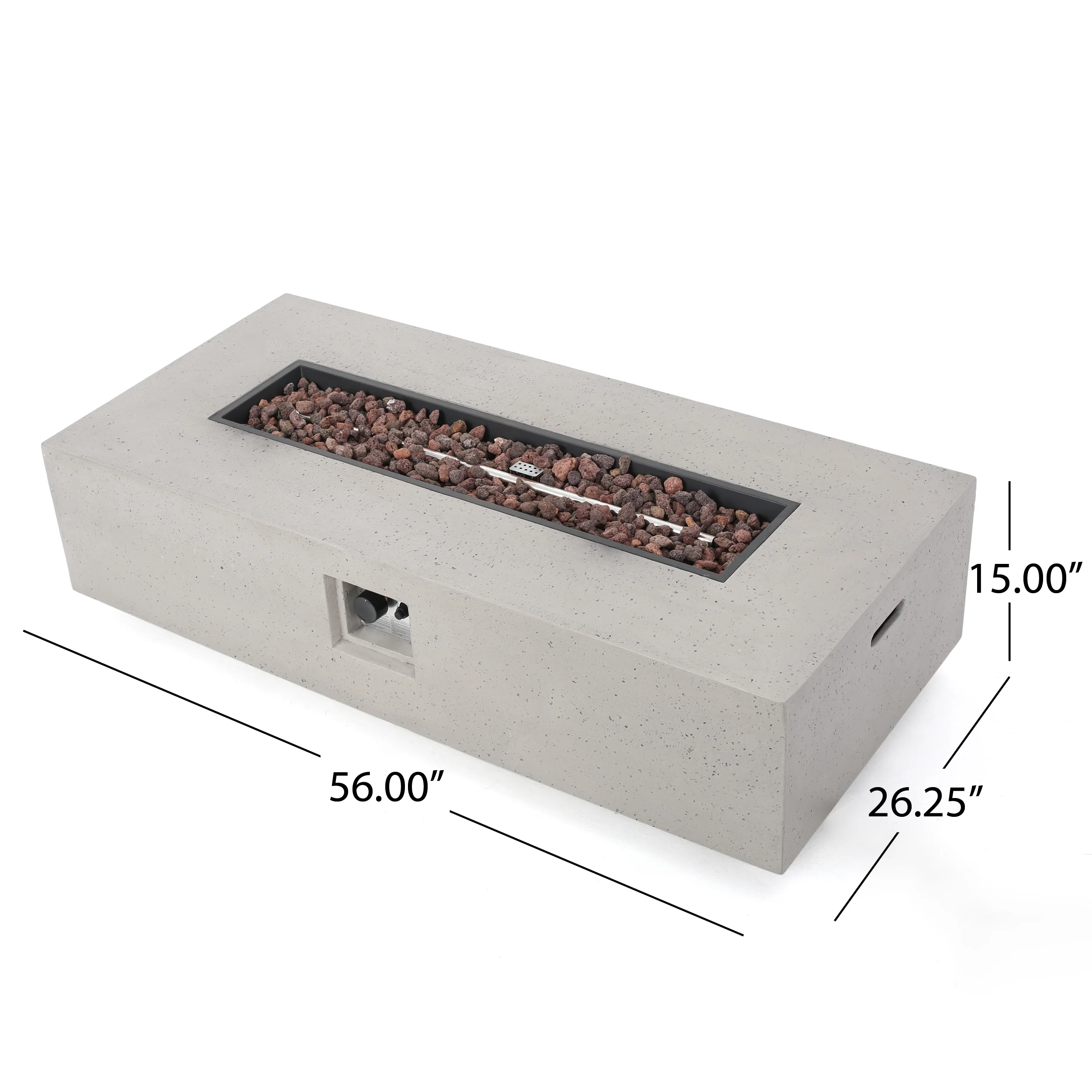 Hearth Outdoor 50,000 BTU Lightweight Concrete Rectangular Fire Pit (No Tank Holder) - furnishings