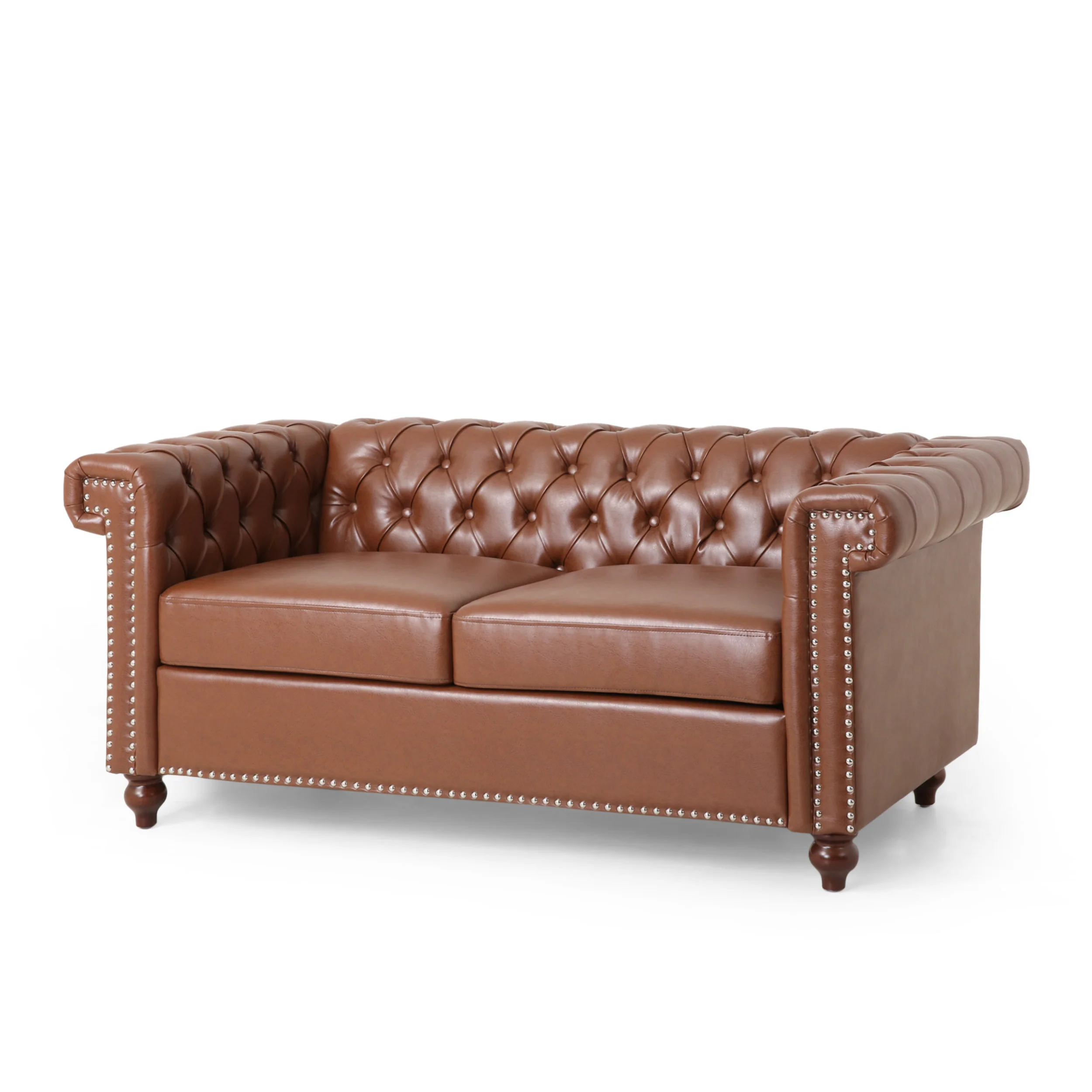 Timber Modern Glam Tufted Loveseat with Nailhead Trim - furnishings