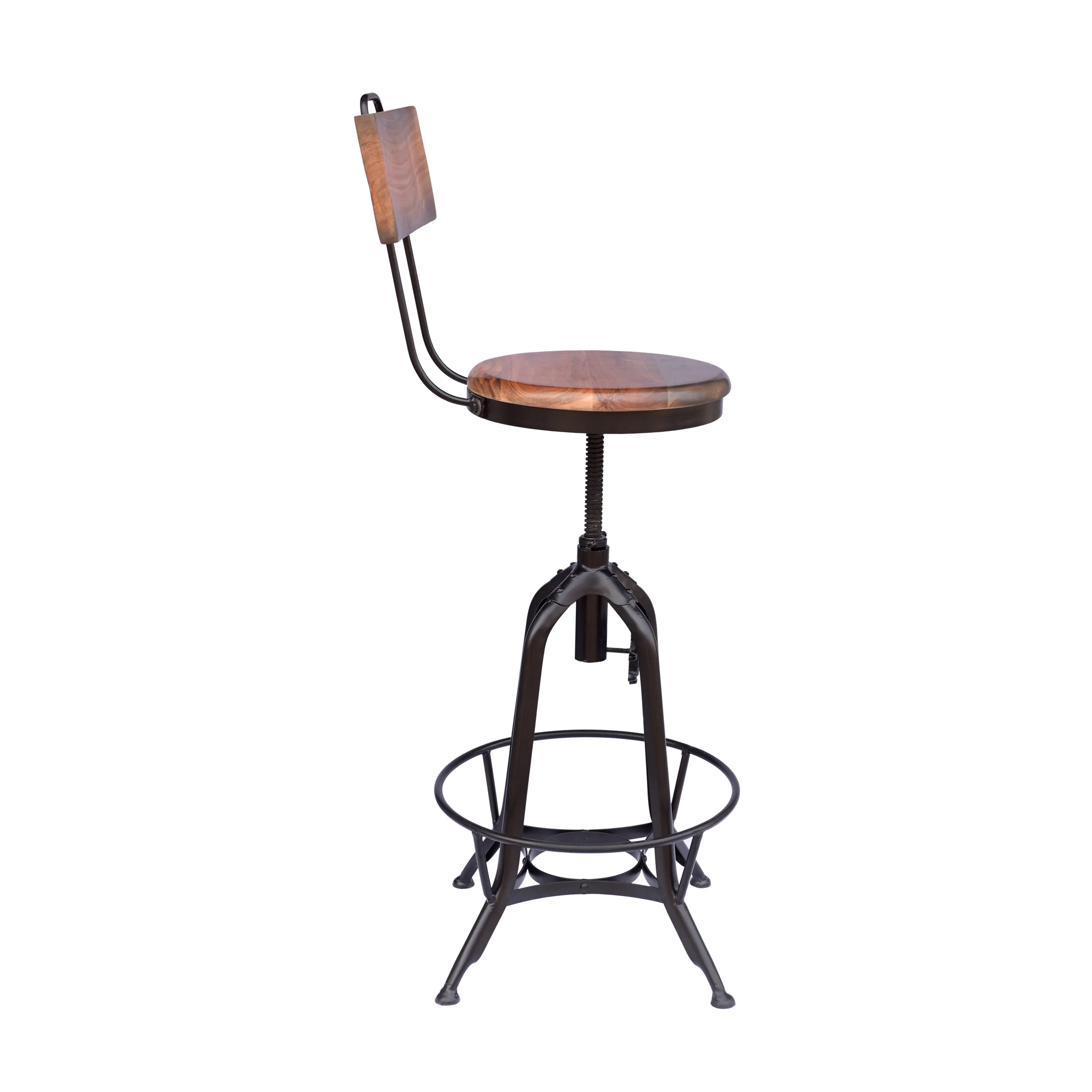 Christal Modern Industrial Acacia Wood Bar Stool - furnishings
