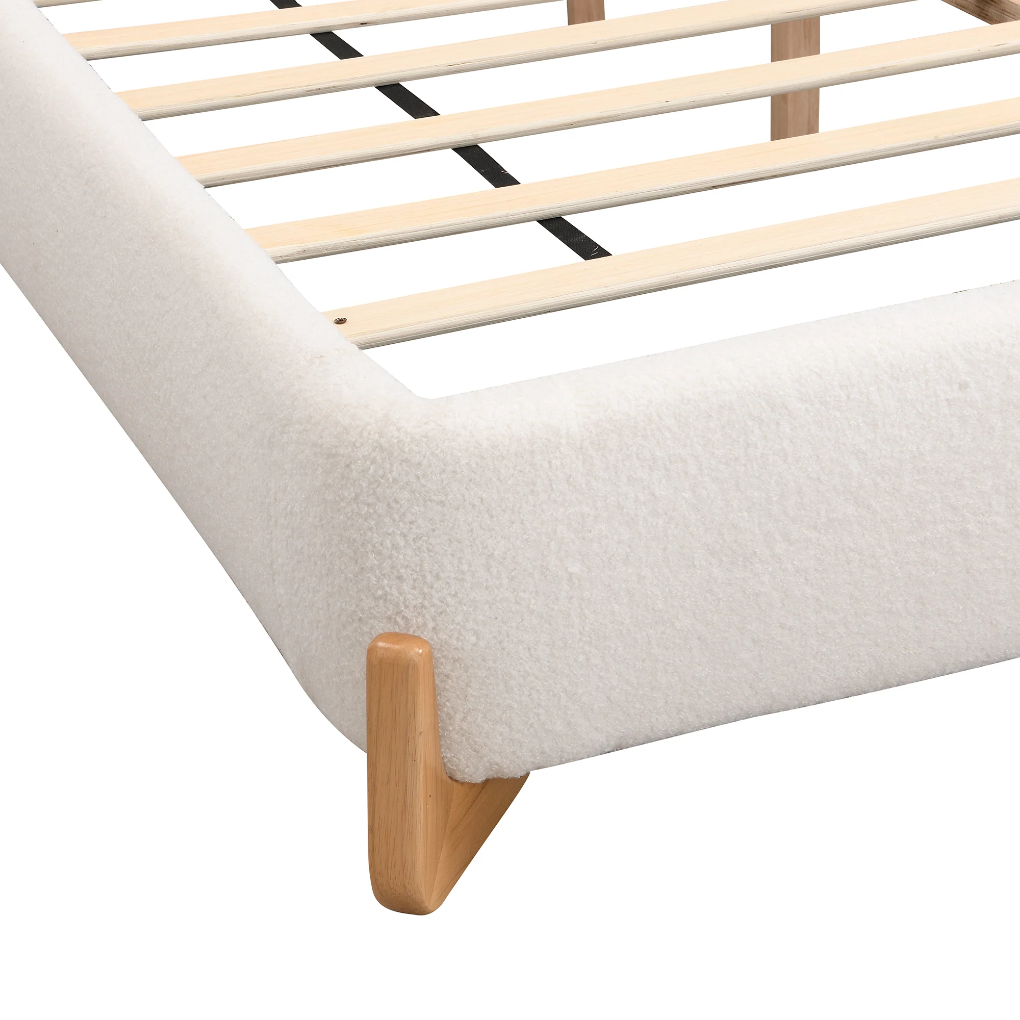 Eryndor Modern Upholstered Boucle Platform Bed with Headboard, Wood - furnishings