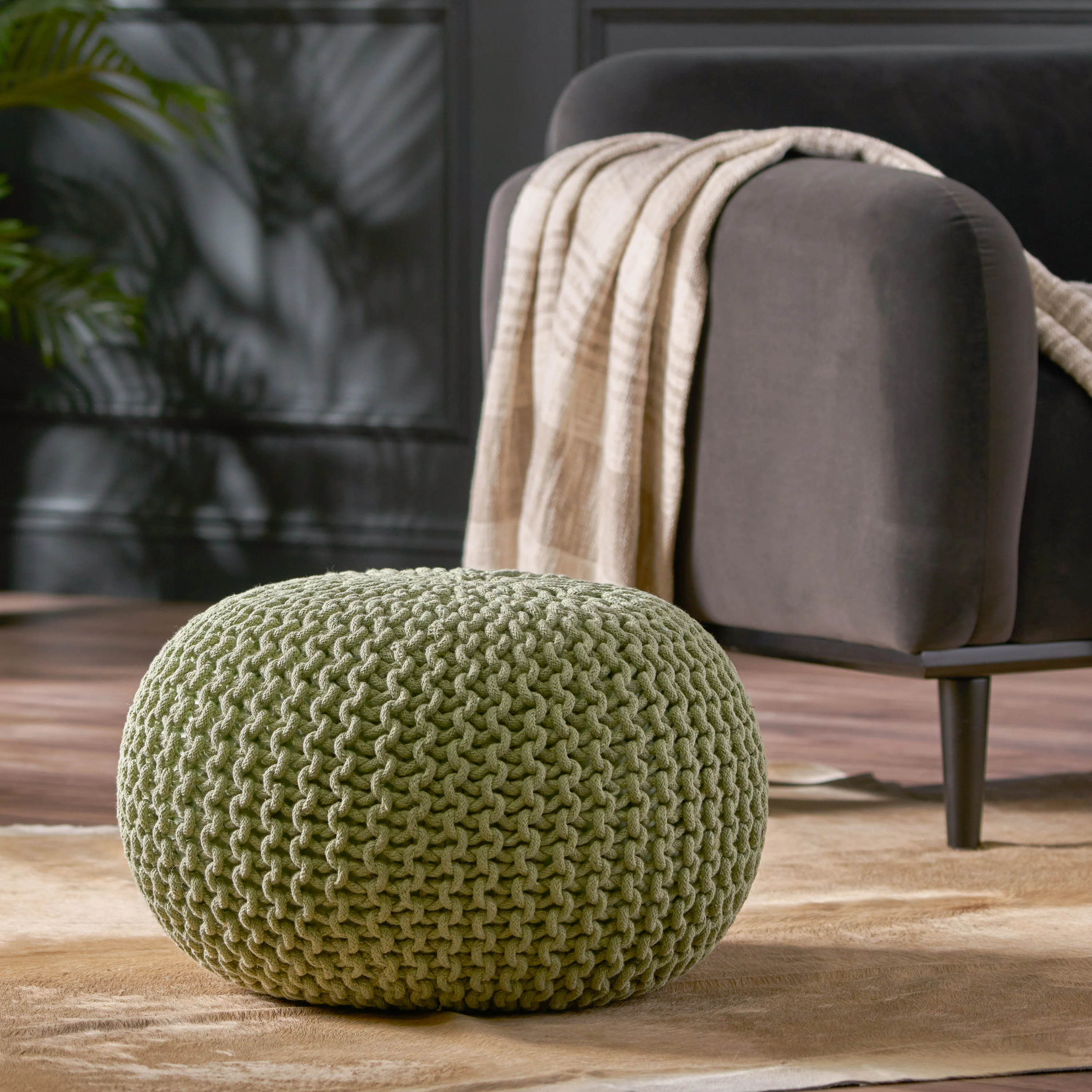 Poona Handcrafted Modern Cotton Pouf - furnishings