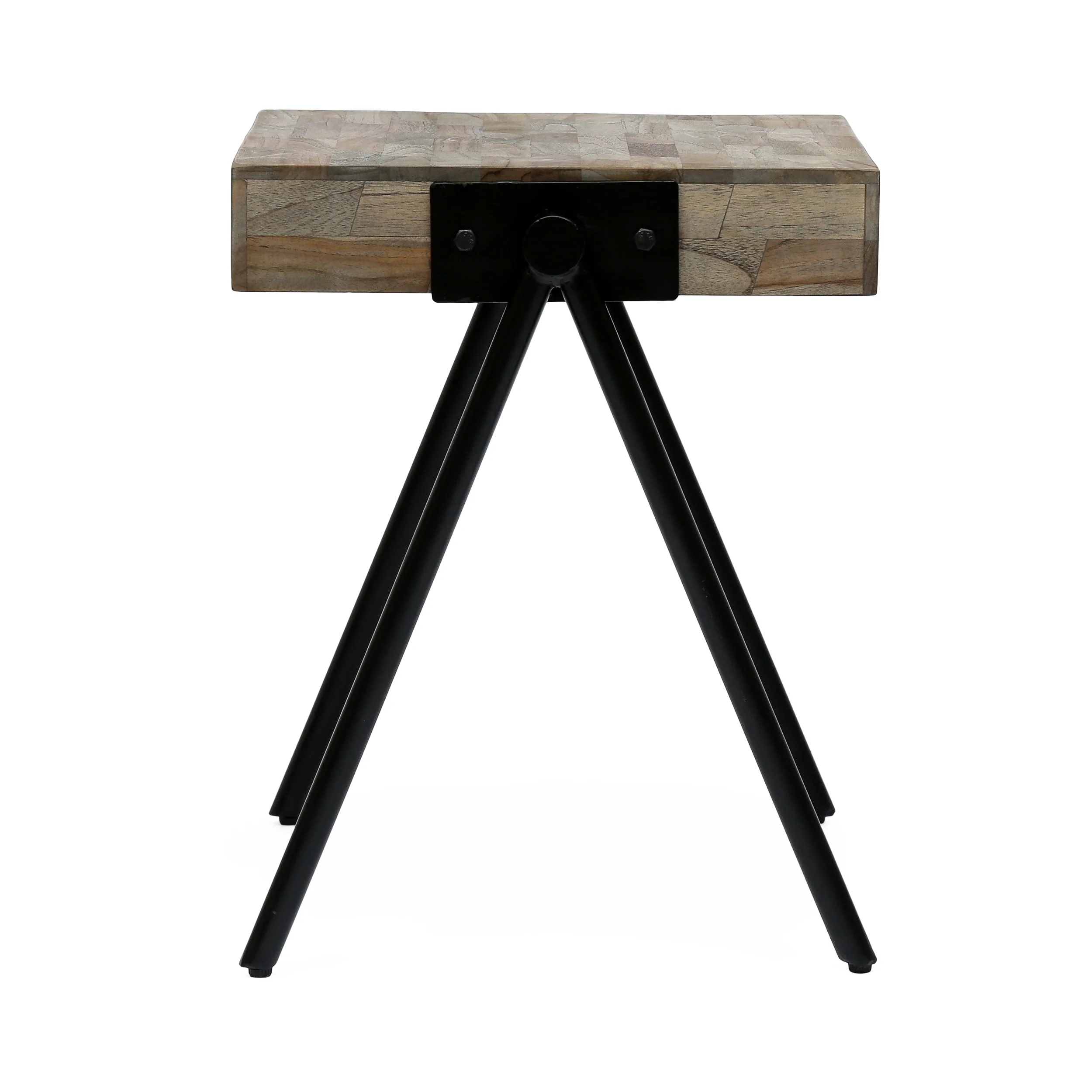 Delliah Handcrafted Modern Industrial Mango Wood Side Table - furnishings