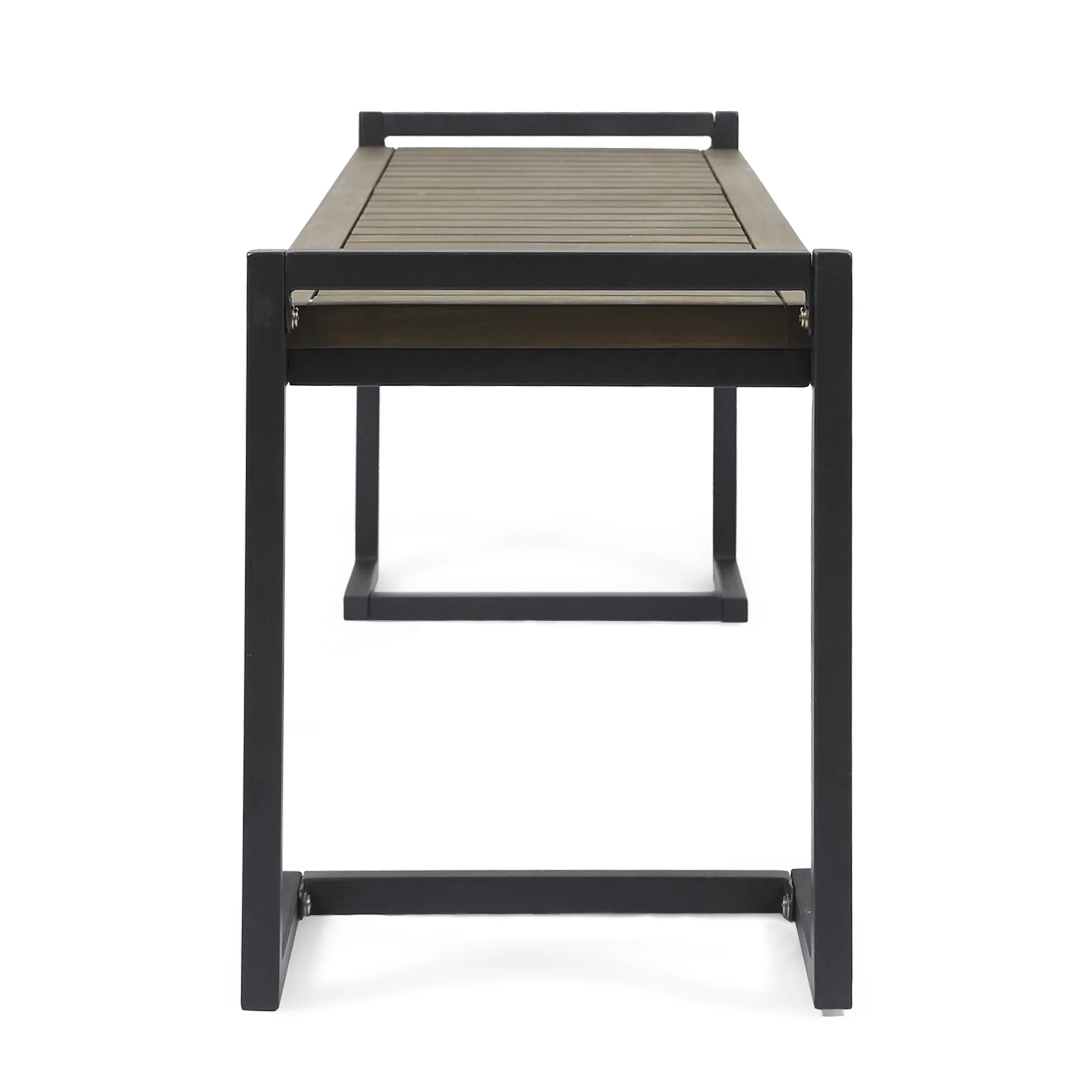 Noel Outdoor Industrial Acacia Wood and Iron Bench - furnishings
