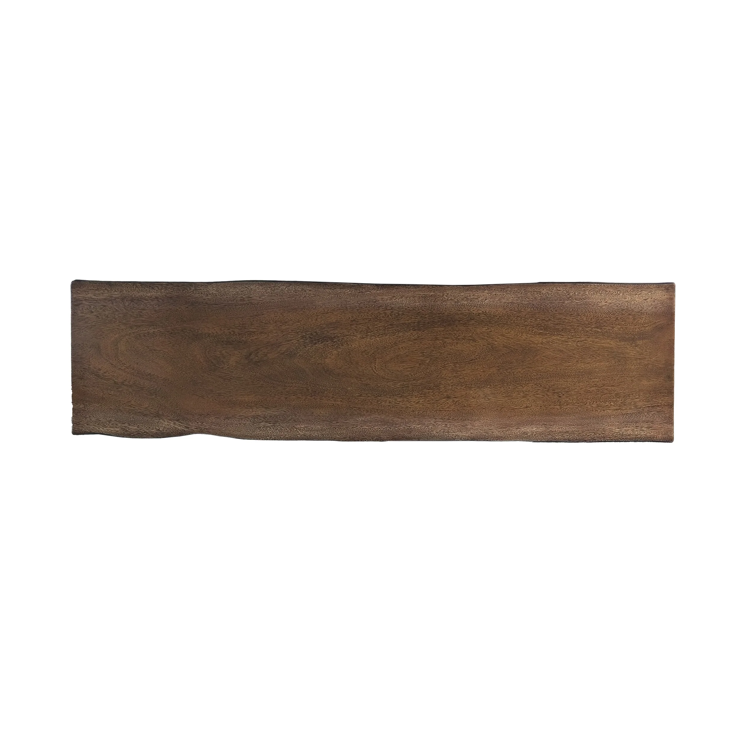 Ishtar Outdoor Faux Live Edge Teak Finish Lightweight Concrete Dining Bench - furnishings