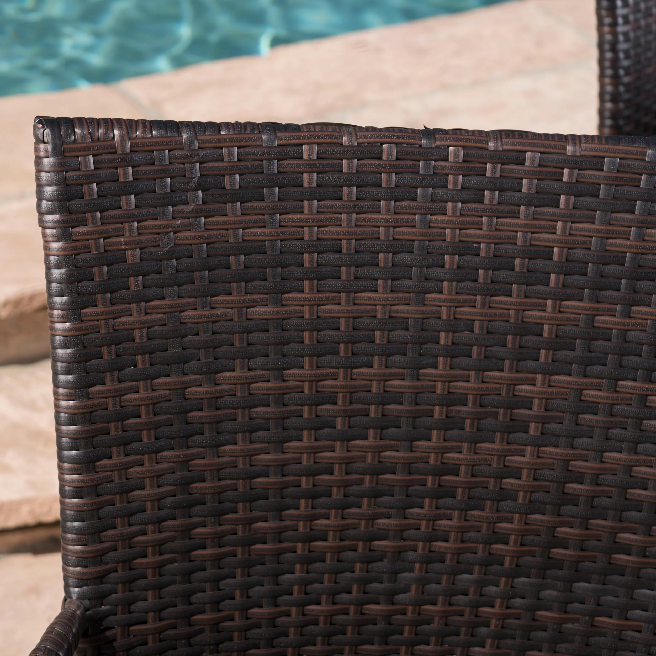Basil Outdoor 7 Piece Wicker Hexagon Dining Set with Stacking Chairs - furnishings