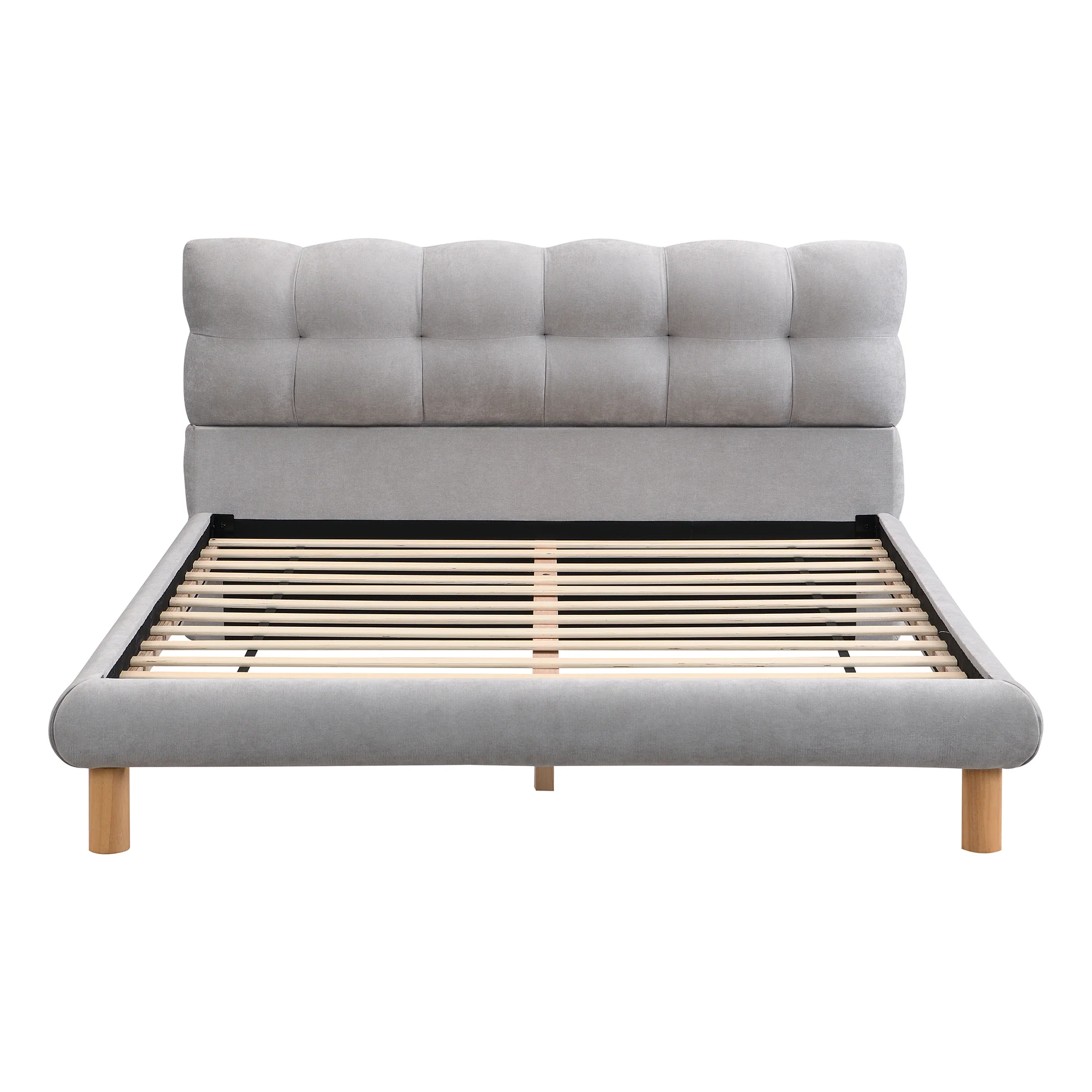 Caldwin Modern Upholstered Chenille Platform Bed with Headboard - furnishings