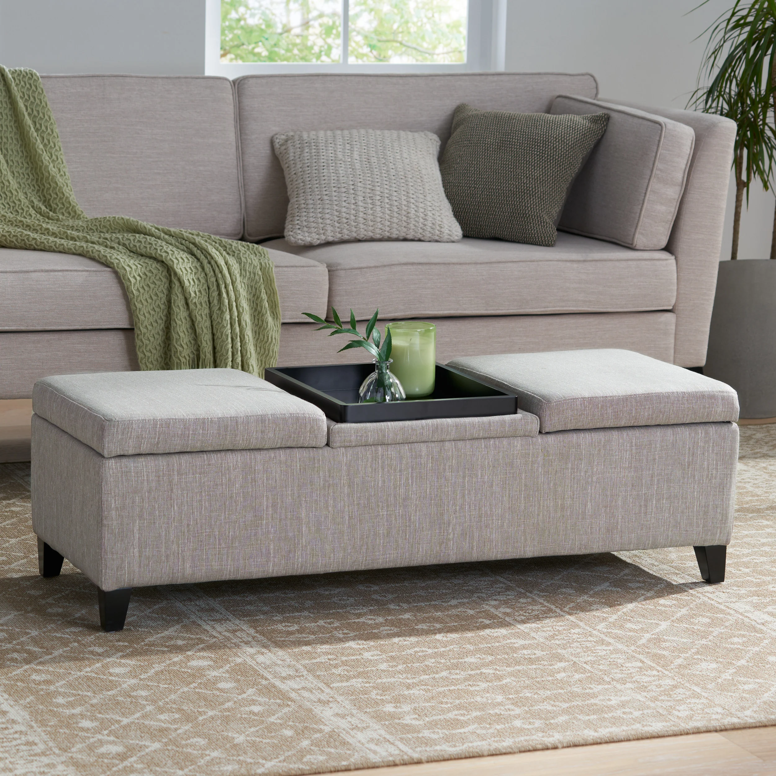 Fullerton Chamois Fabric Storage Ottoman - furnishings