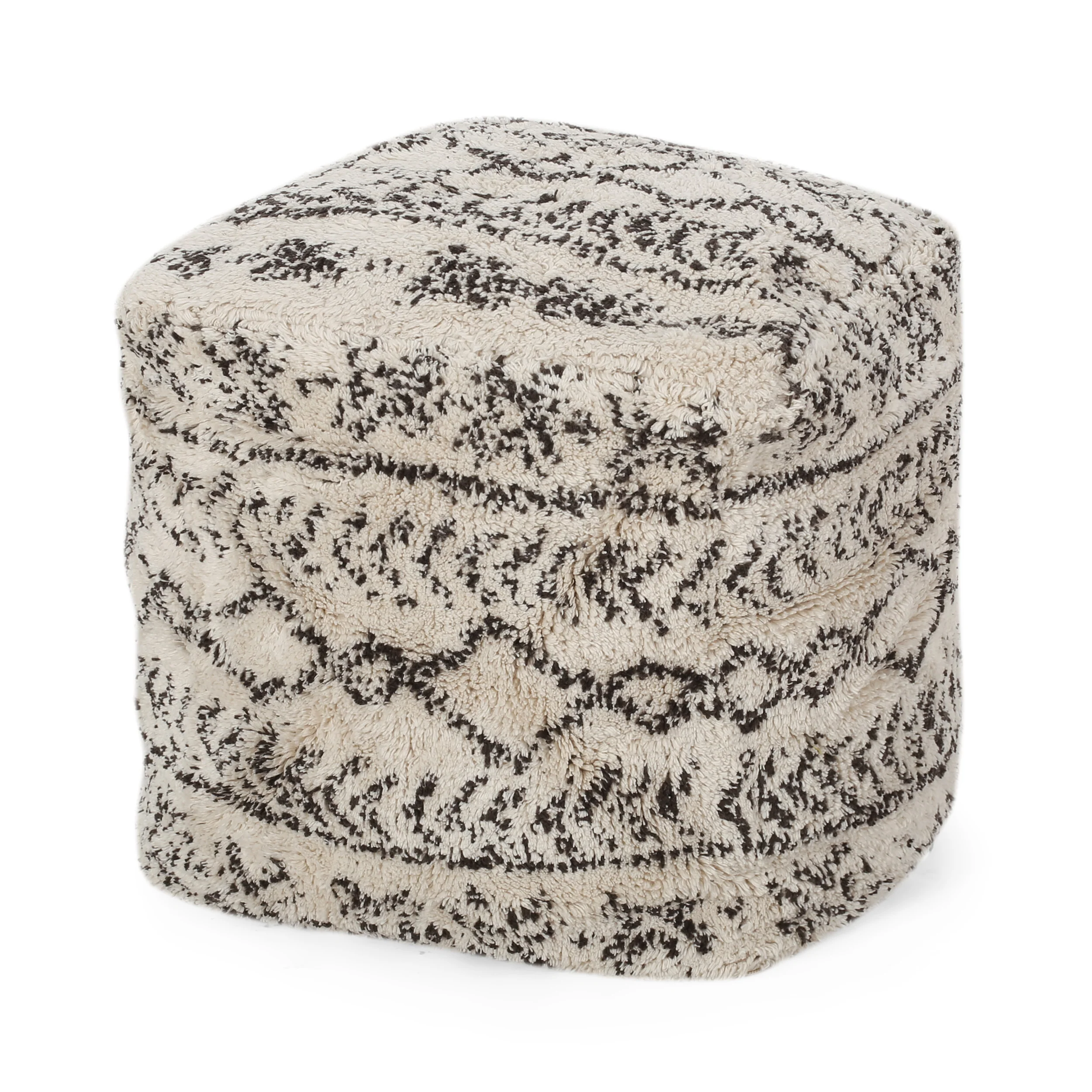 Anadarko Handcrafted Boho Fabric Cube Pouf - furnishings