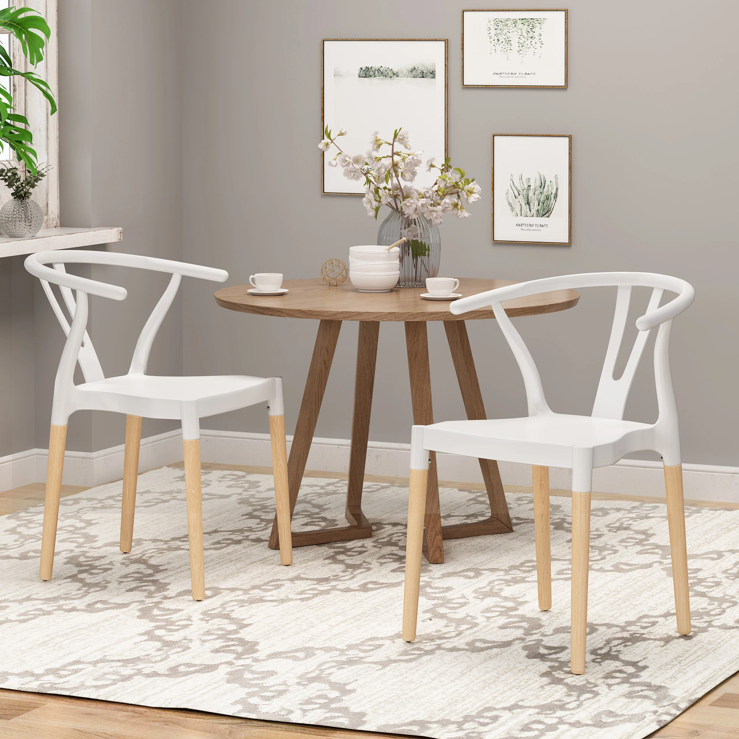 Victoria Modern Dining Chair with Beech Wood Legs (Set of 2) - furnishings