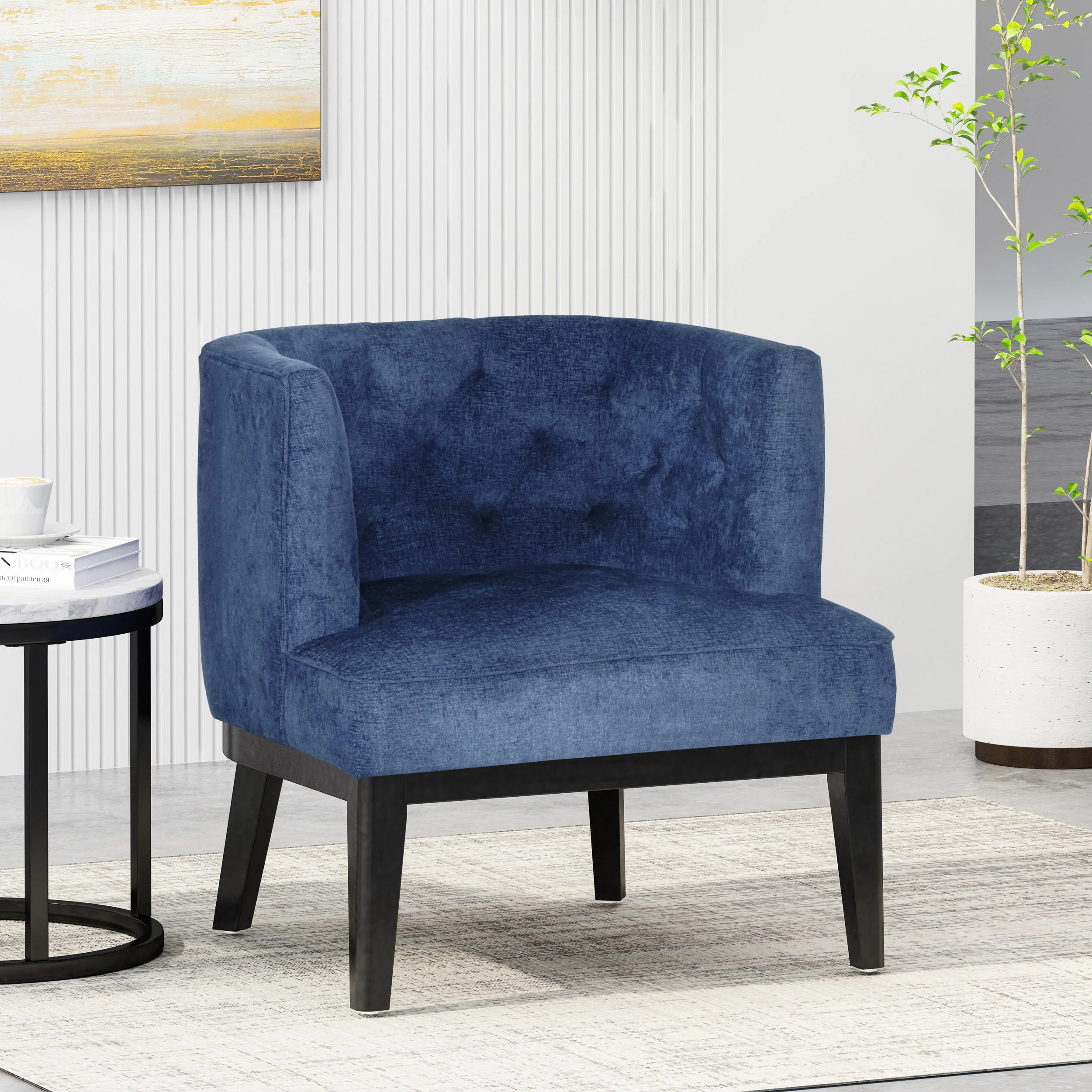Evans Contemporary Fabric Tufted Accent Chair - furnishings