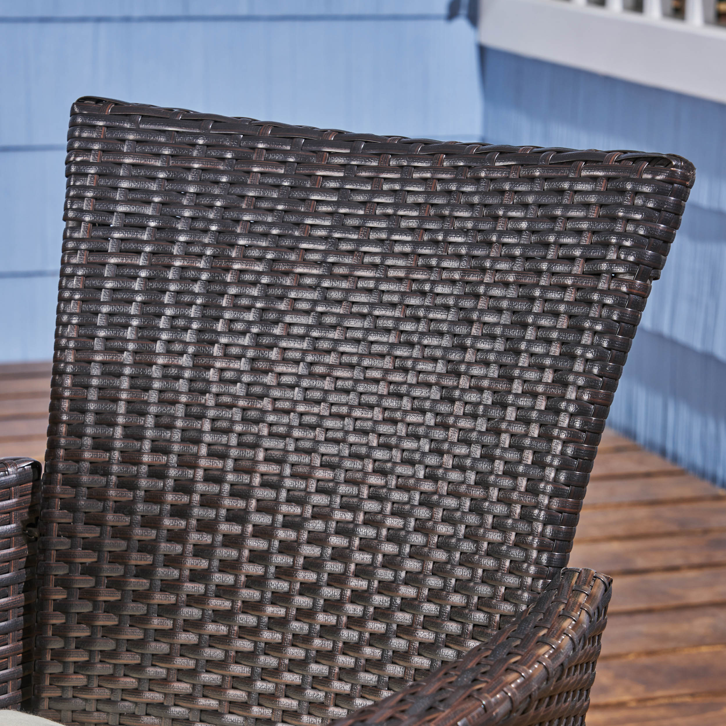 Rhys Outdoor Rustic Wood & Wicker Dining Set - furnishings