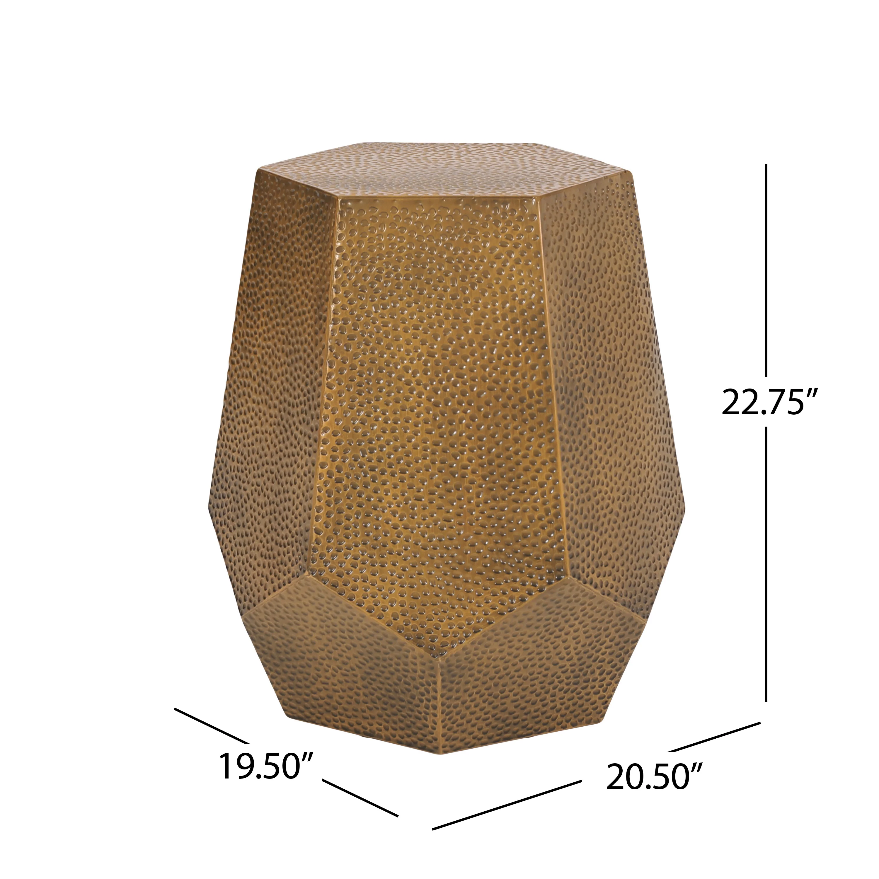 Spofford Modern Hammered Iron Geometric Side Table - furnishings