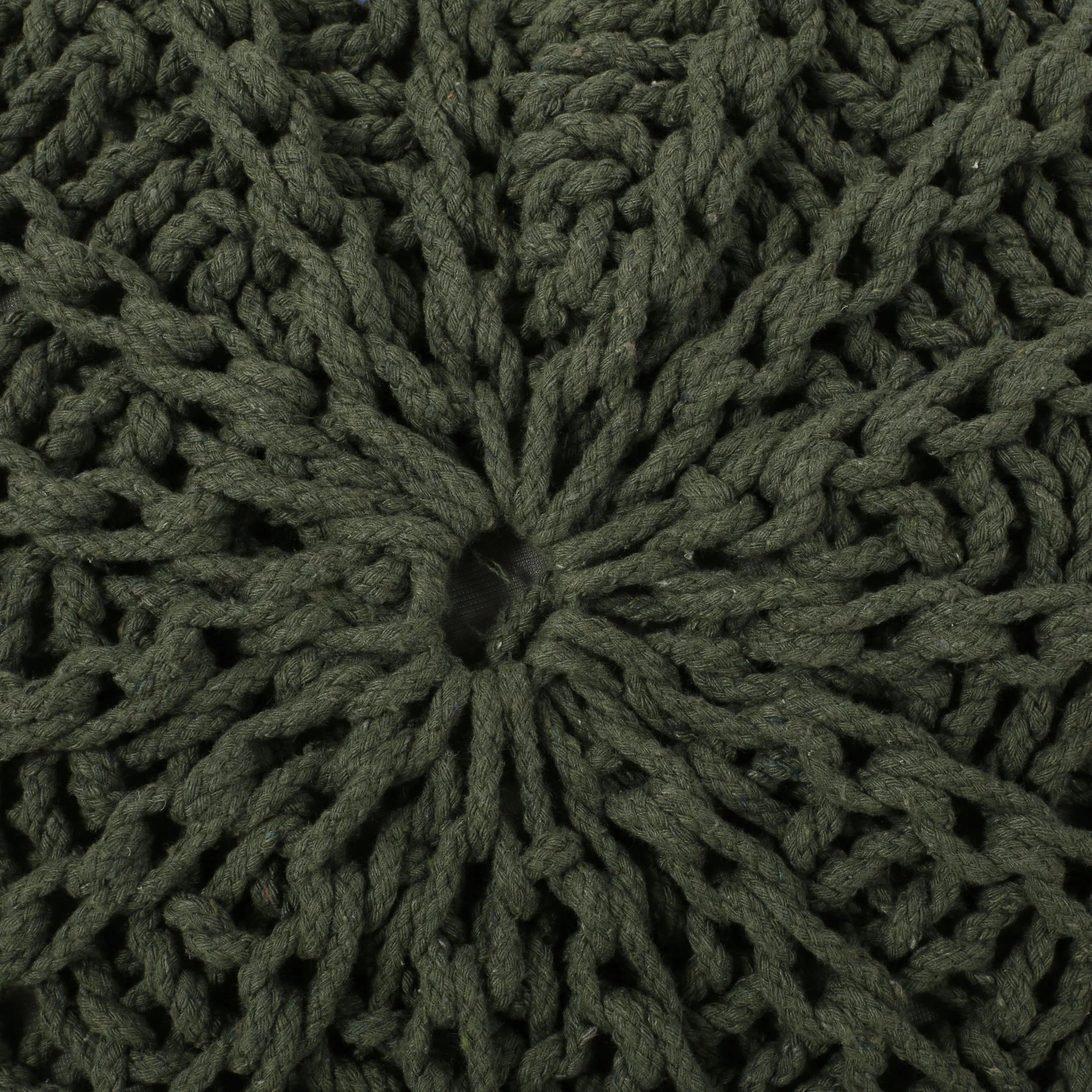Agatha Modern Knitted Cotton Round Pouf - furnishings