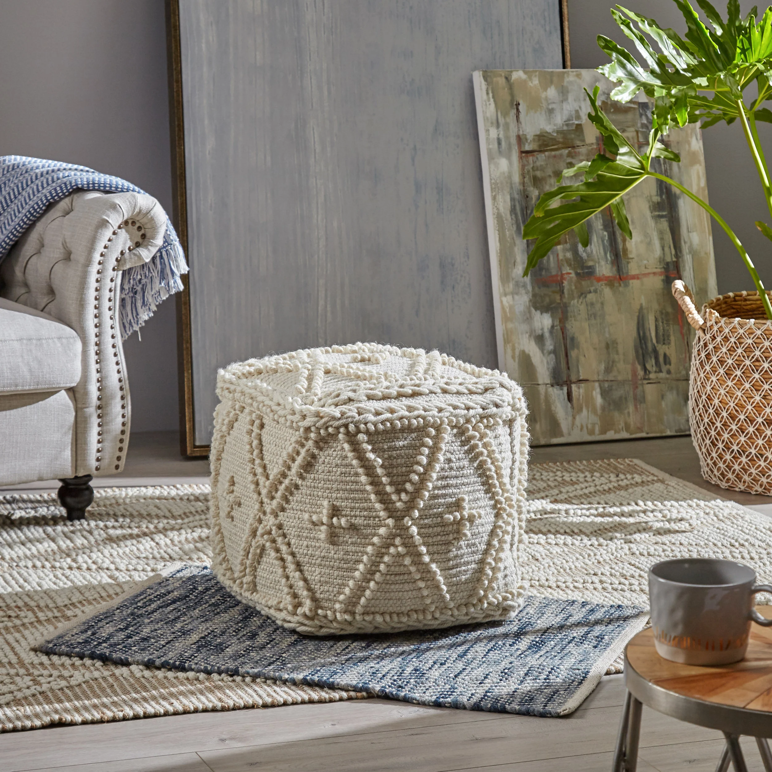 Truda Boho Handcrafted Fabric Pouf - furnishings
