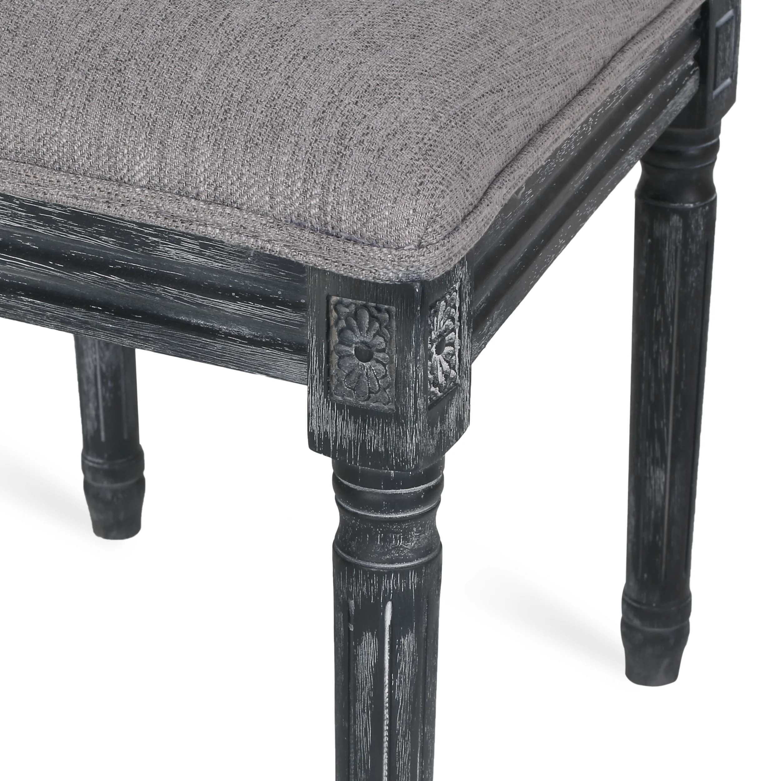 Fernleaf French Country Fabric Upholstered Wood and Cane Expandable 7 Piece Dining Set - furnishings