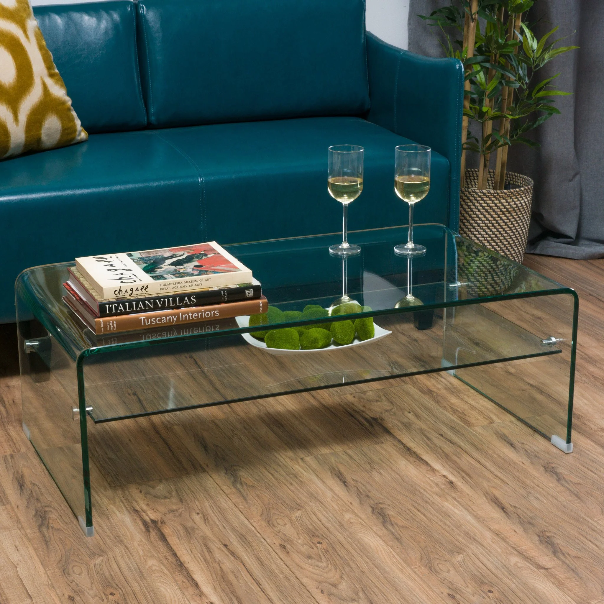 Classon Glass Rectangle Coffee Table w/ Shelf - furnishings