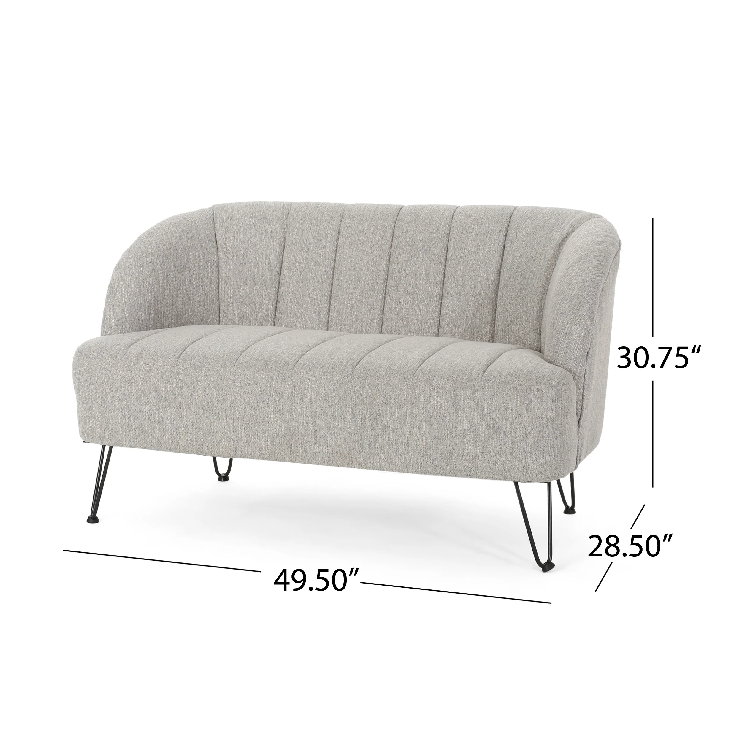 Kyra Modern Fabric Settee with Hairpin Legs - furnishings