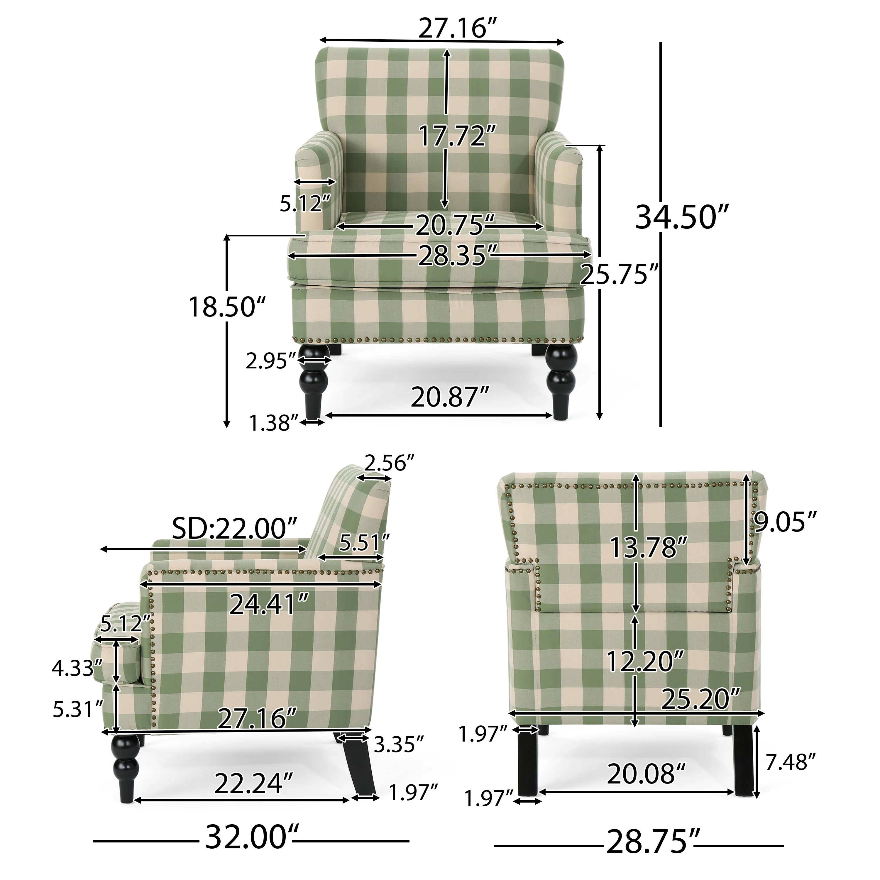 Eve Tufted Fabric Club Chair - furnishings