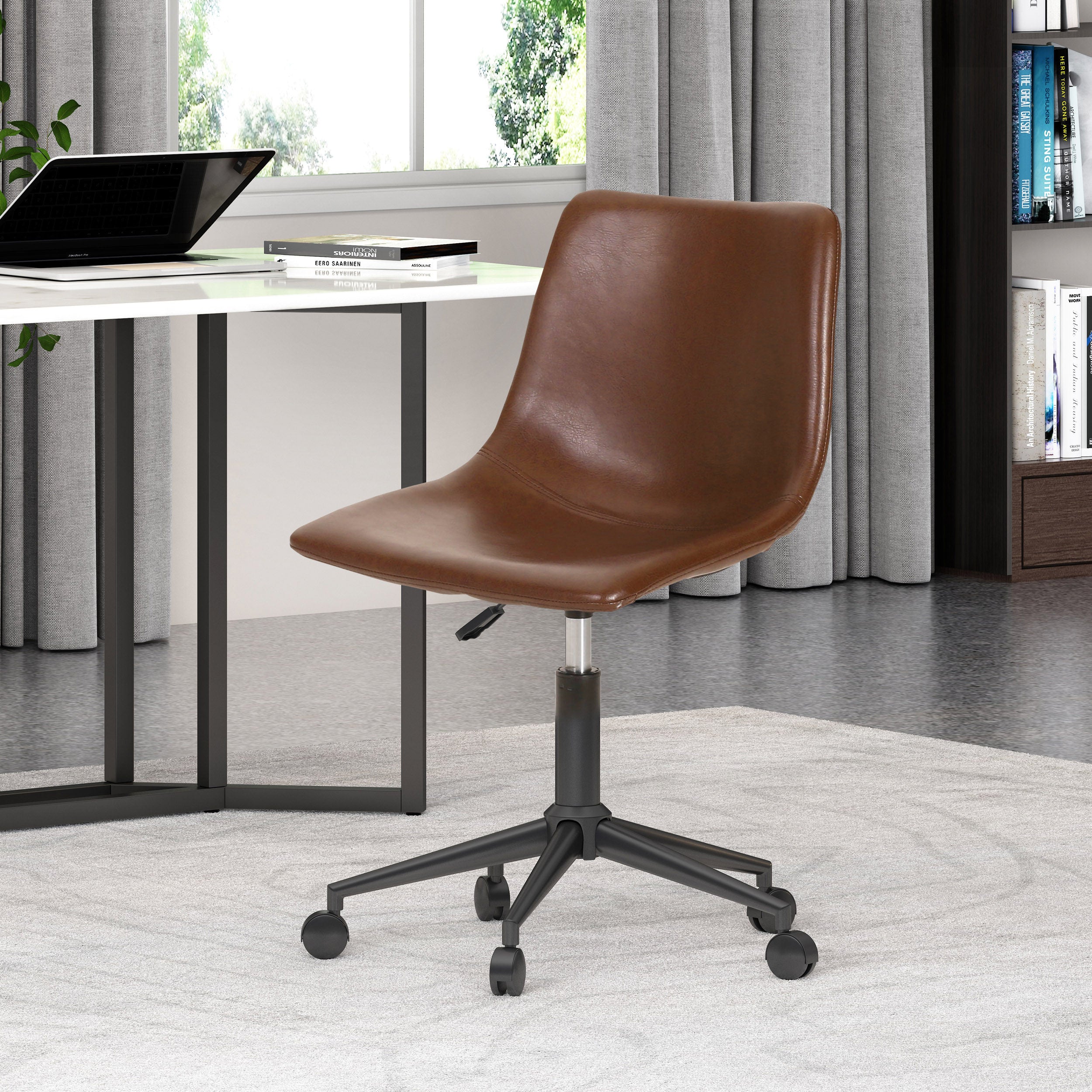 Enger Contemporary Upholstered Swivel Office Chair with Rolling Casters - furnishings