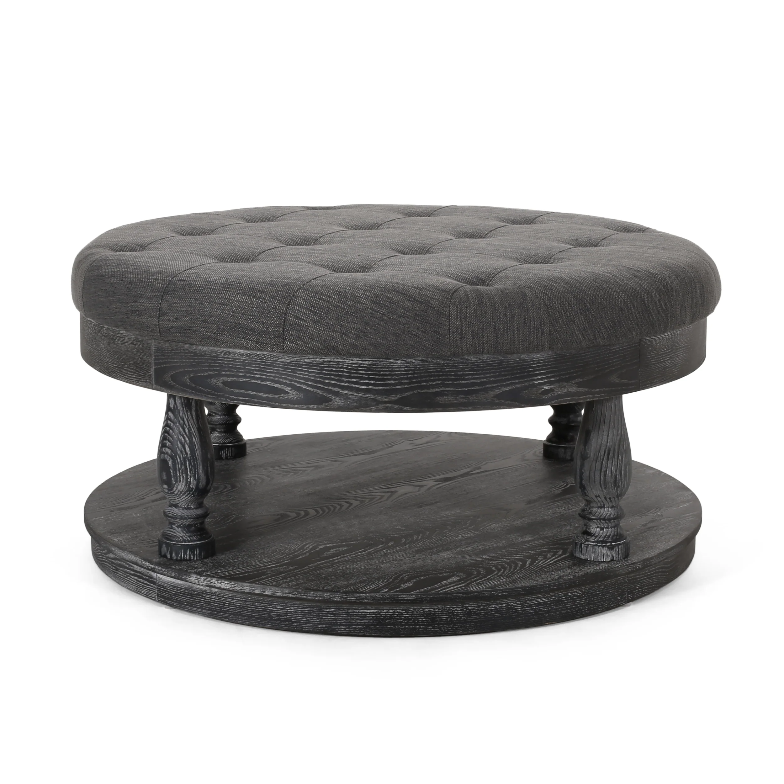 Andrue Contemporary Upholstered Round Ottoman - furnishings
