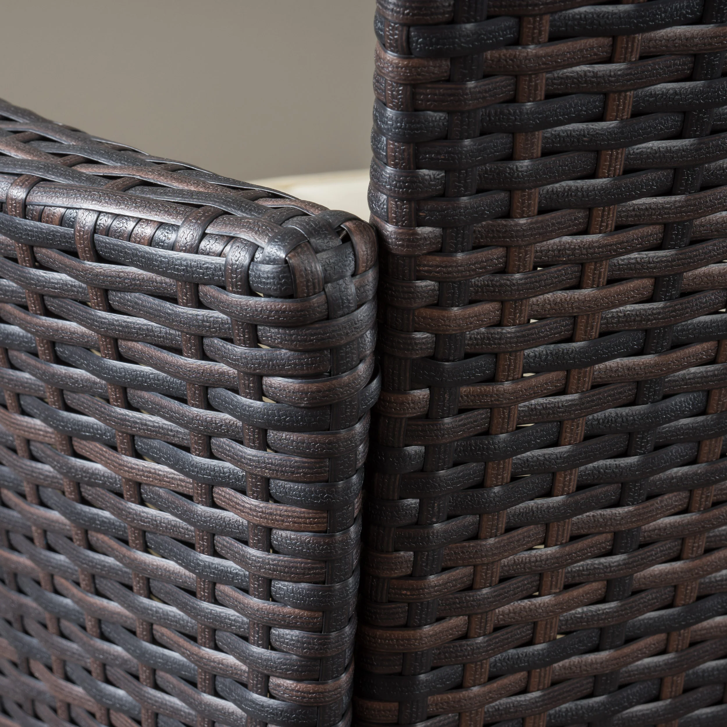 Clementine Outdoor 5pc Multibrown Wicker Square Dining Set - furnishings