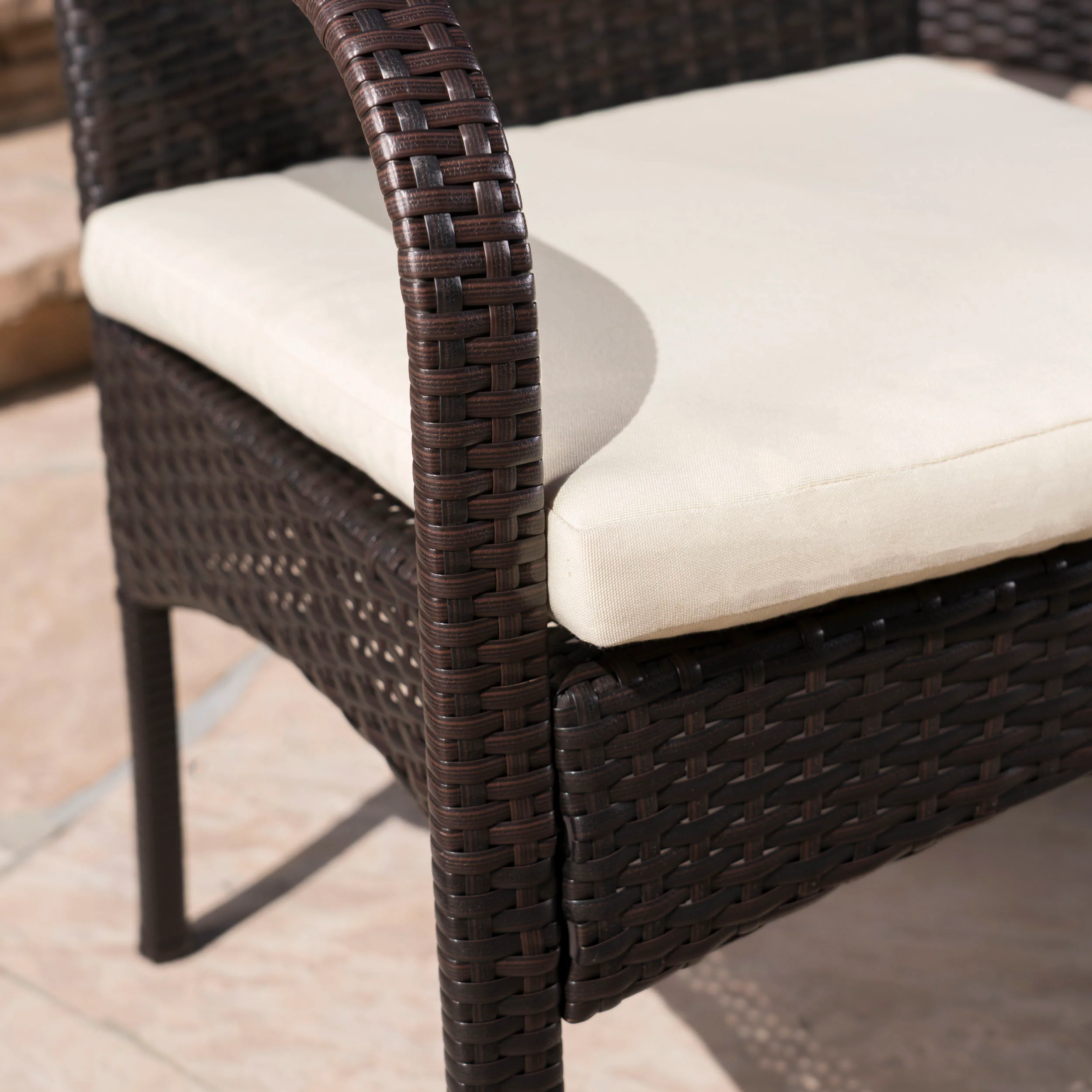 Jasmine Outdoor 7 Piece Wicker Hexagon Dining Set with Water Resistant Chairs - furnishings