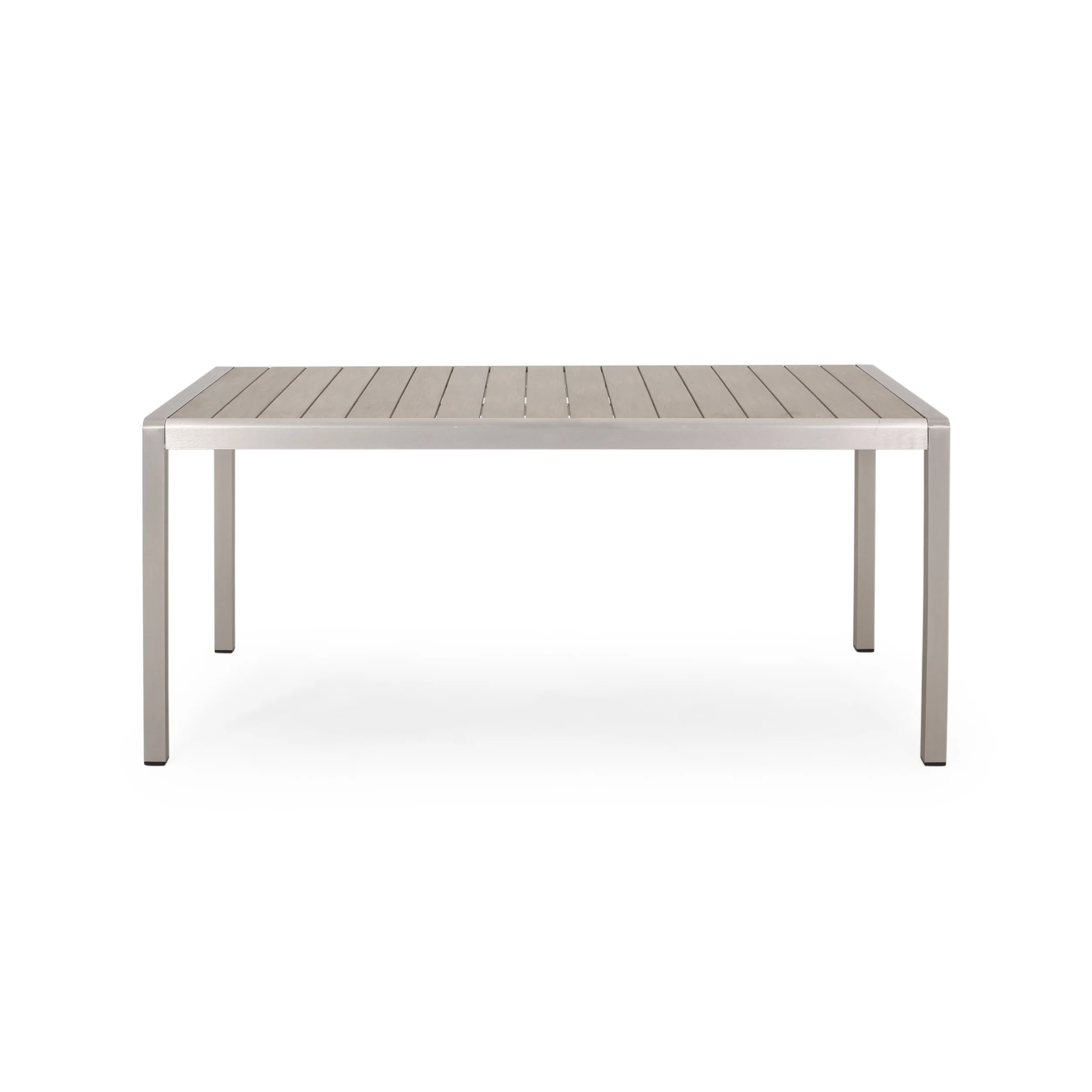 Cherie Outdoor Modern Aluminum and Faux Wood 6 Seater Dining Set - furnishings