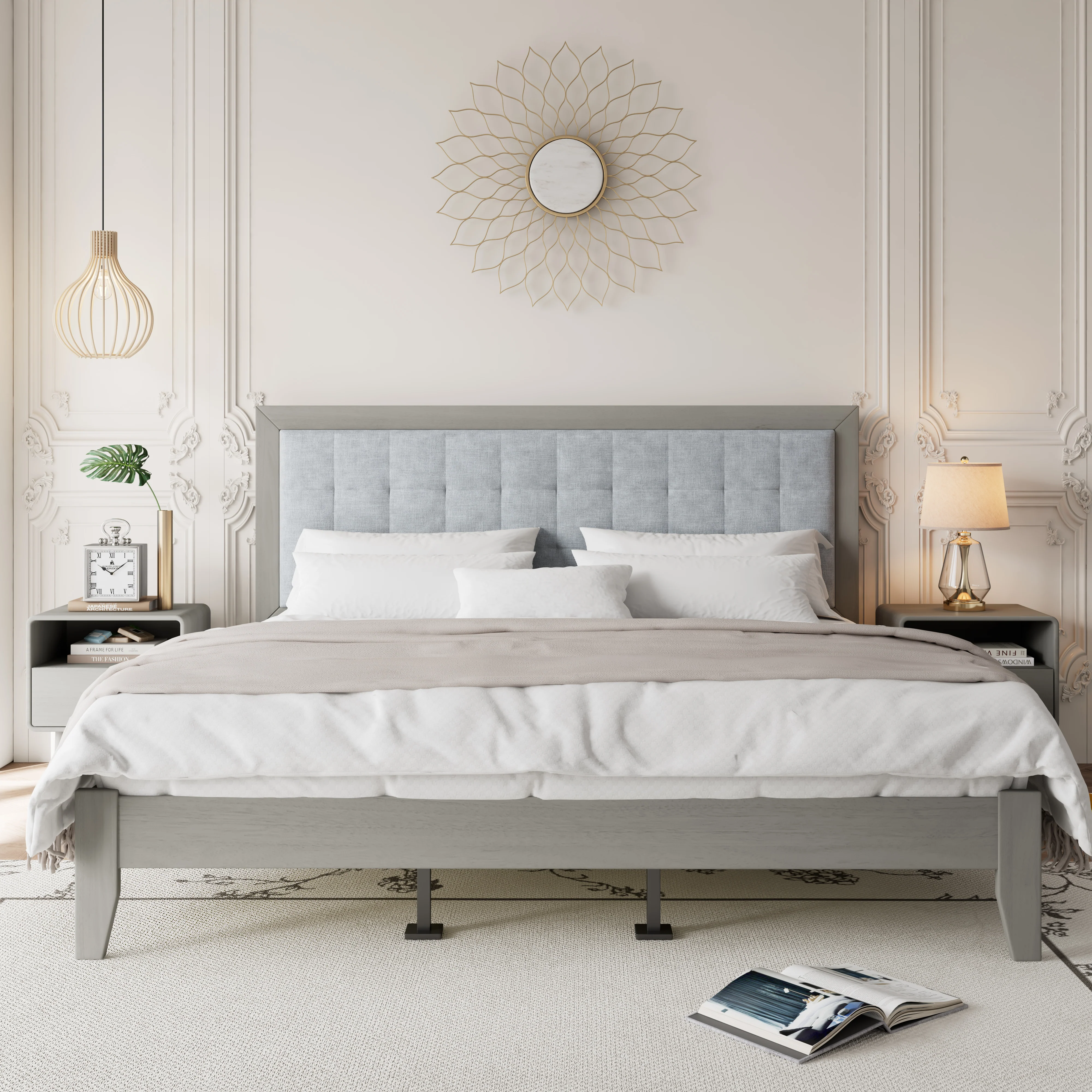 Griselda Upholstered Platform Bed with Padded Headboard - furnishings