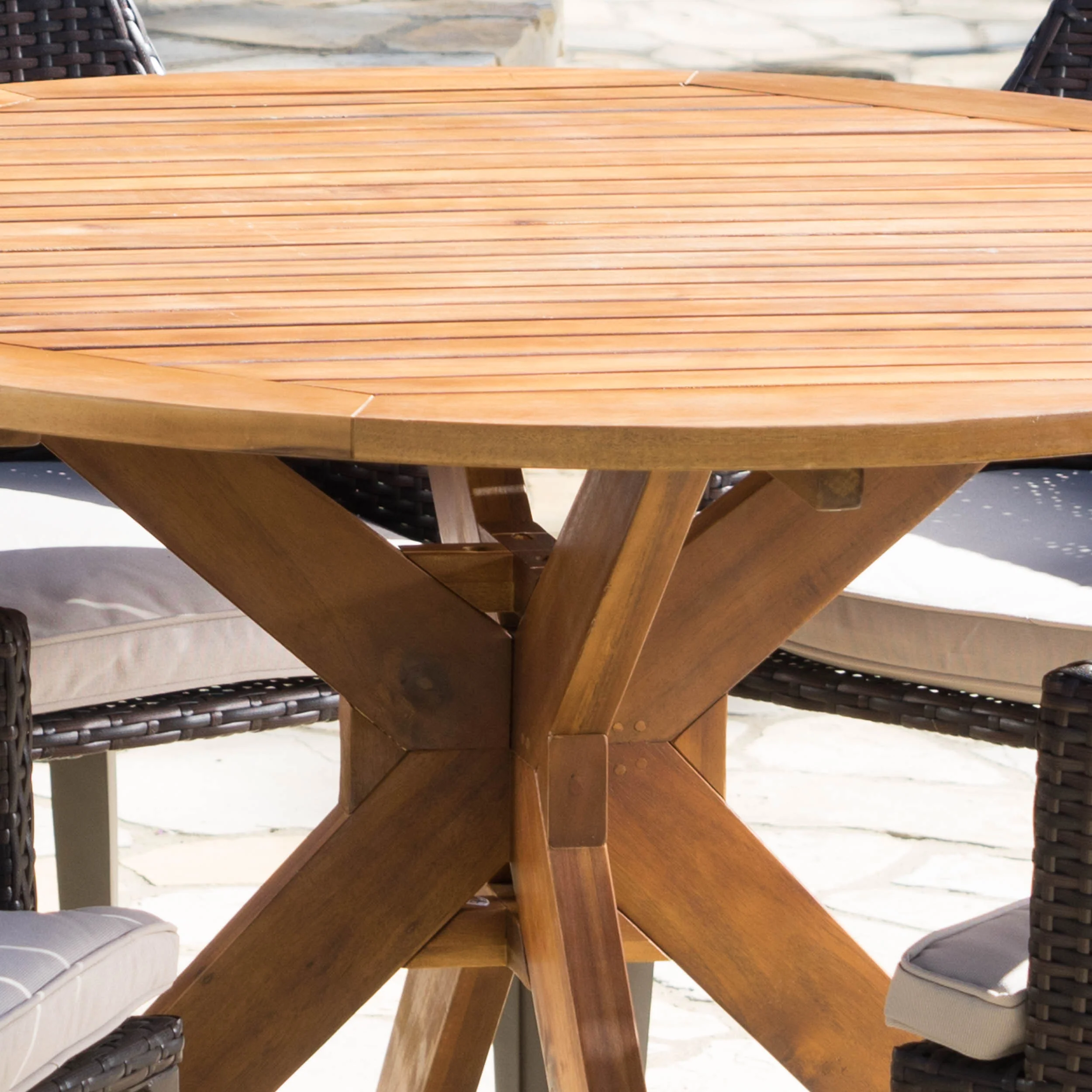 Ryanne Outdoor 5 Piece Multi-brown Wicker Round Dining Set - furnishings