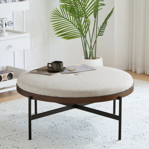 Lyricie Modern Round Ottoman Bench Table - furnishings