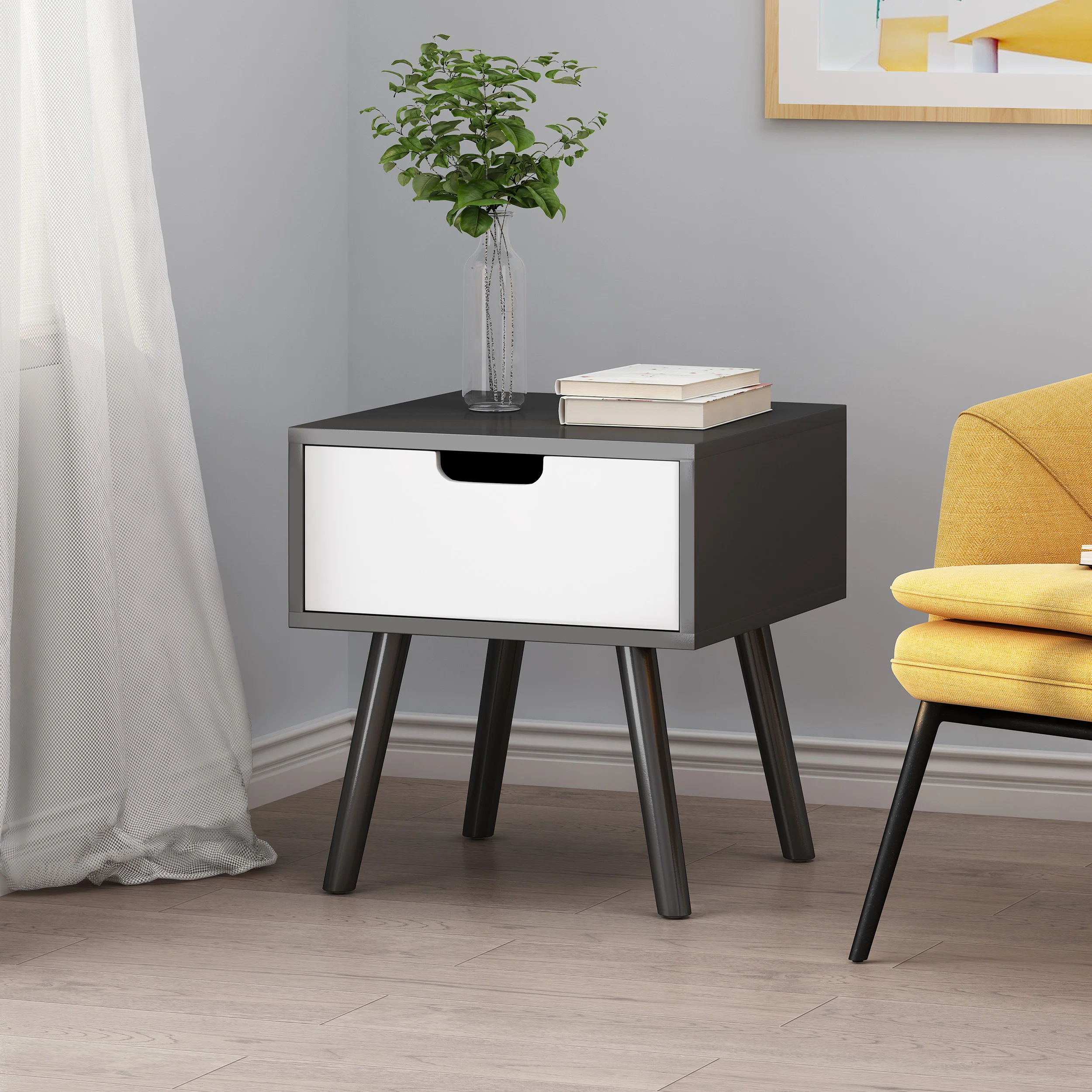 Karin Mid-Century Modern End Table w/ Drawer - furnishings
