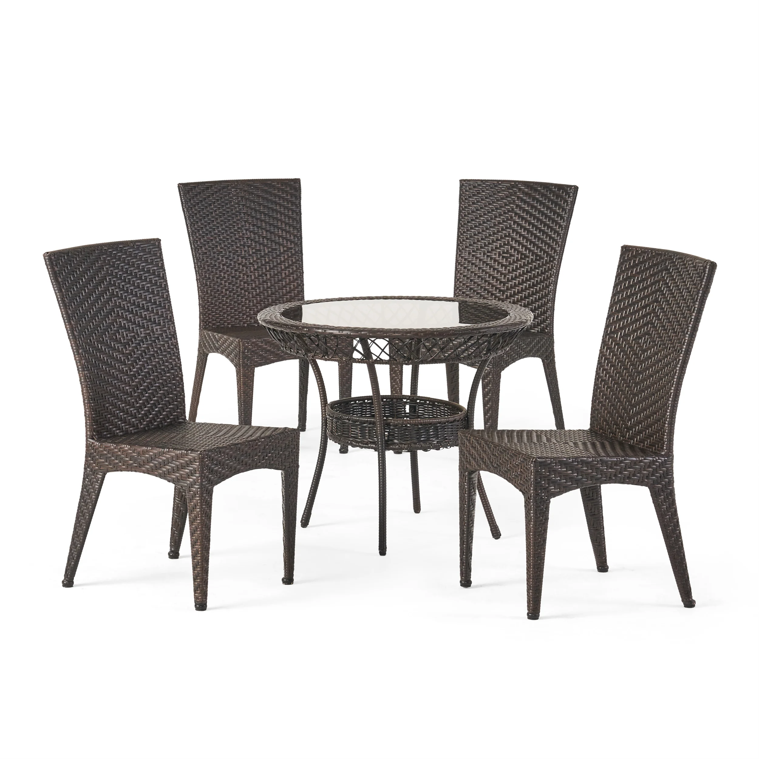 Solana Outdoor Multibrown Wicker 5pc Dining Set - furnishings
