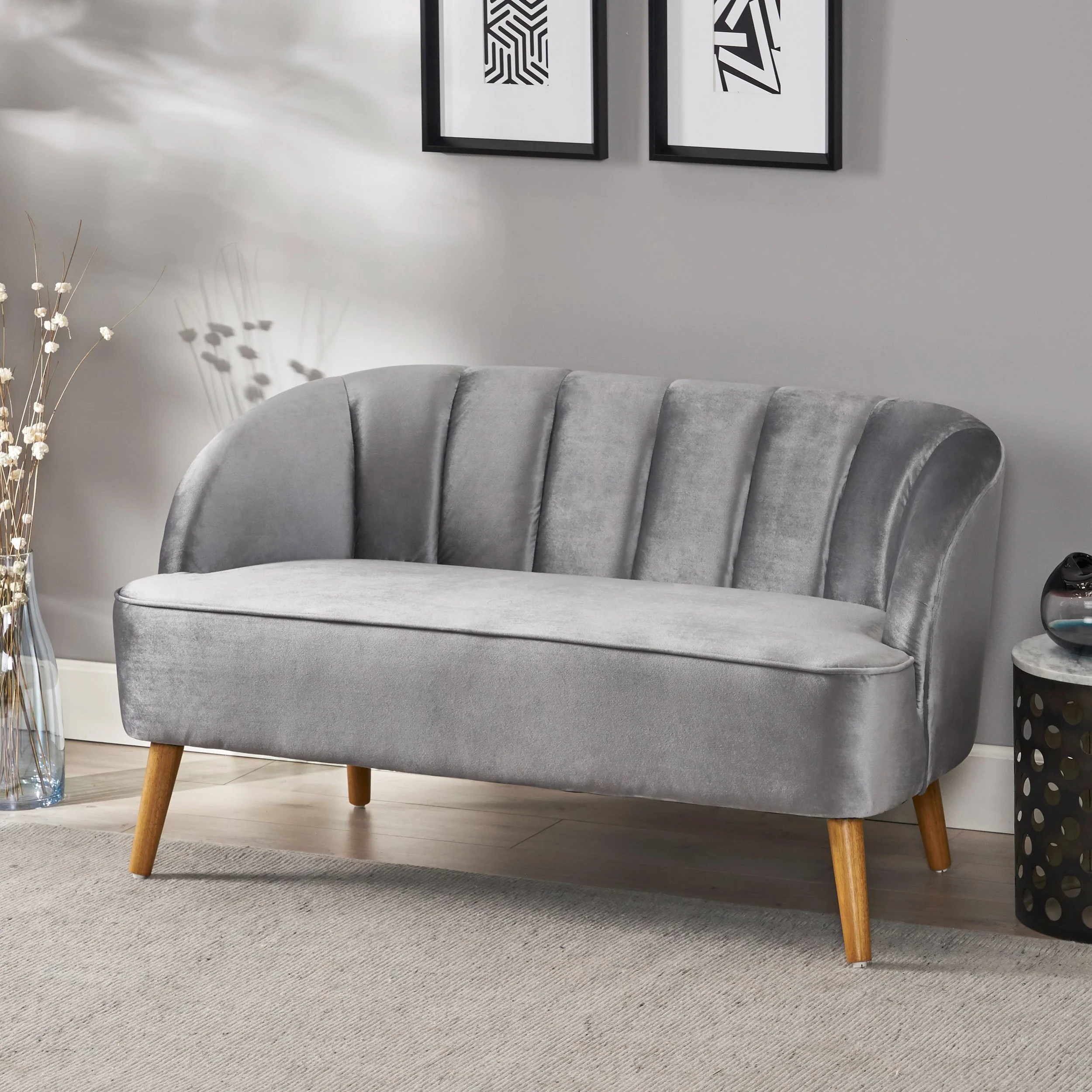 Scarlett Modern New Velvet Settee - furnishings