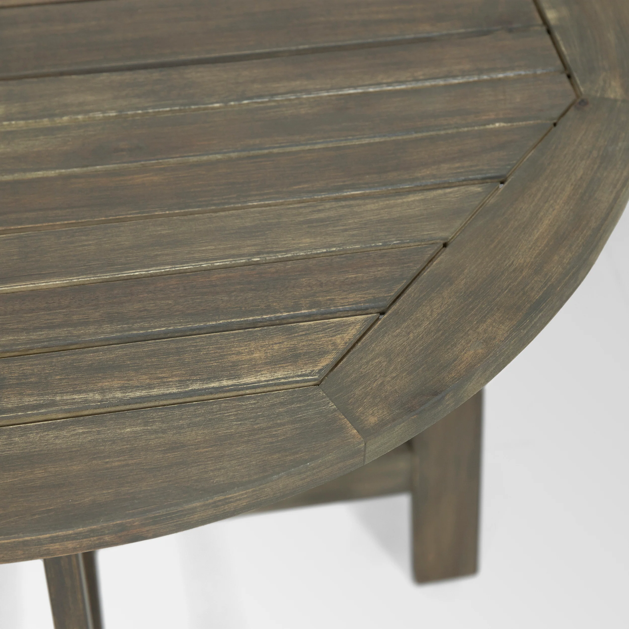 Sophia Outdoor 2 Seater Half-Round Acacia Wood Bistro Table Set with Folding Chairs - furnishings