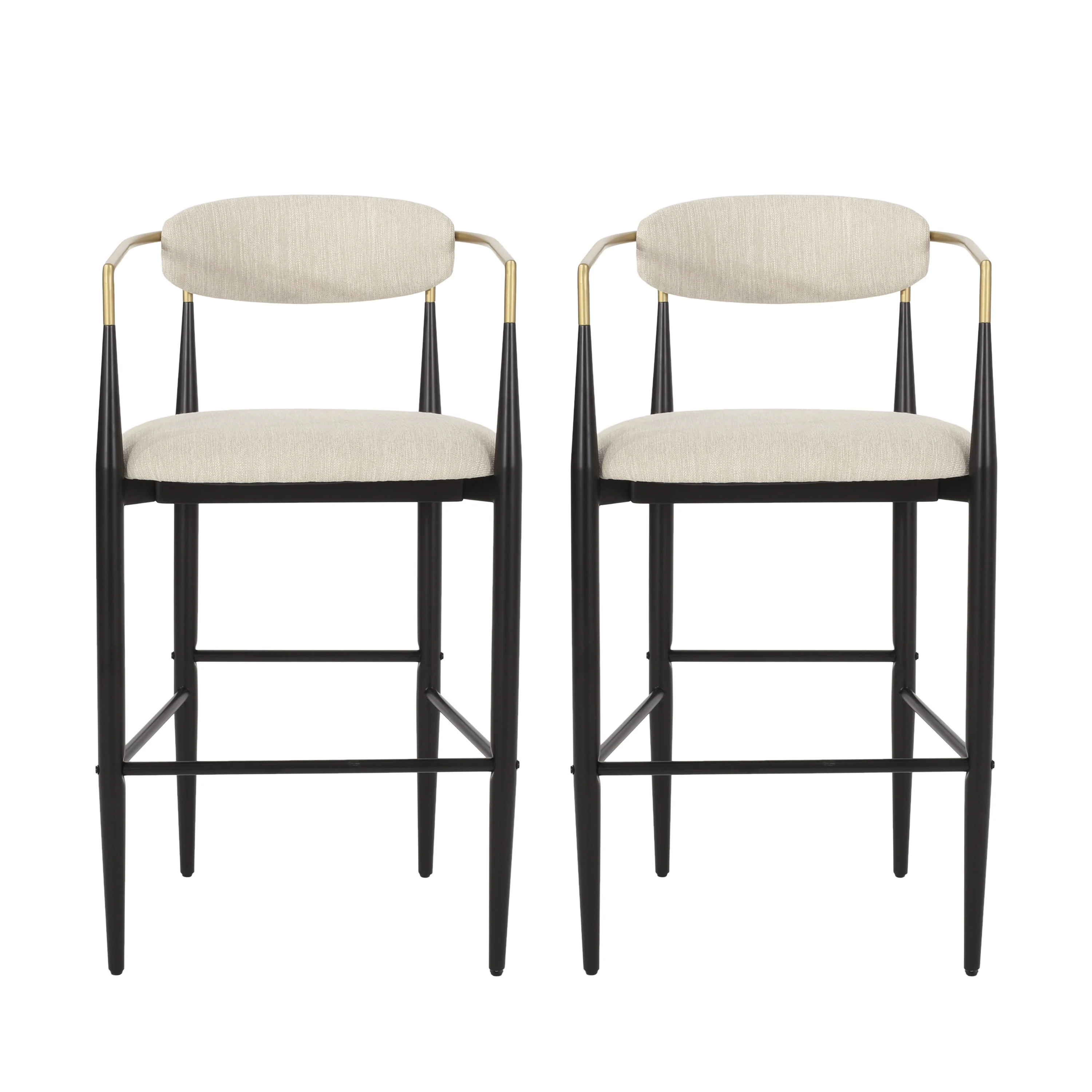 Camas Modern Fabric Upholstered Iron 30 Inch Barstools Set of 2 - furnishings