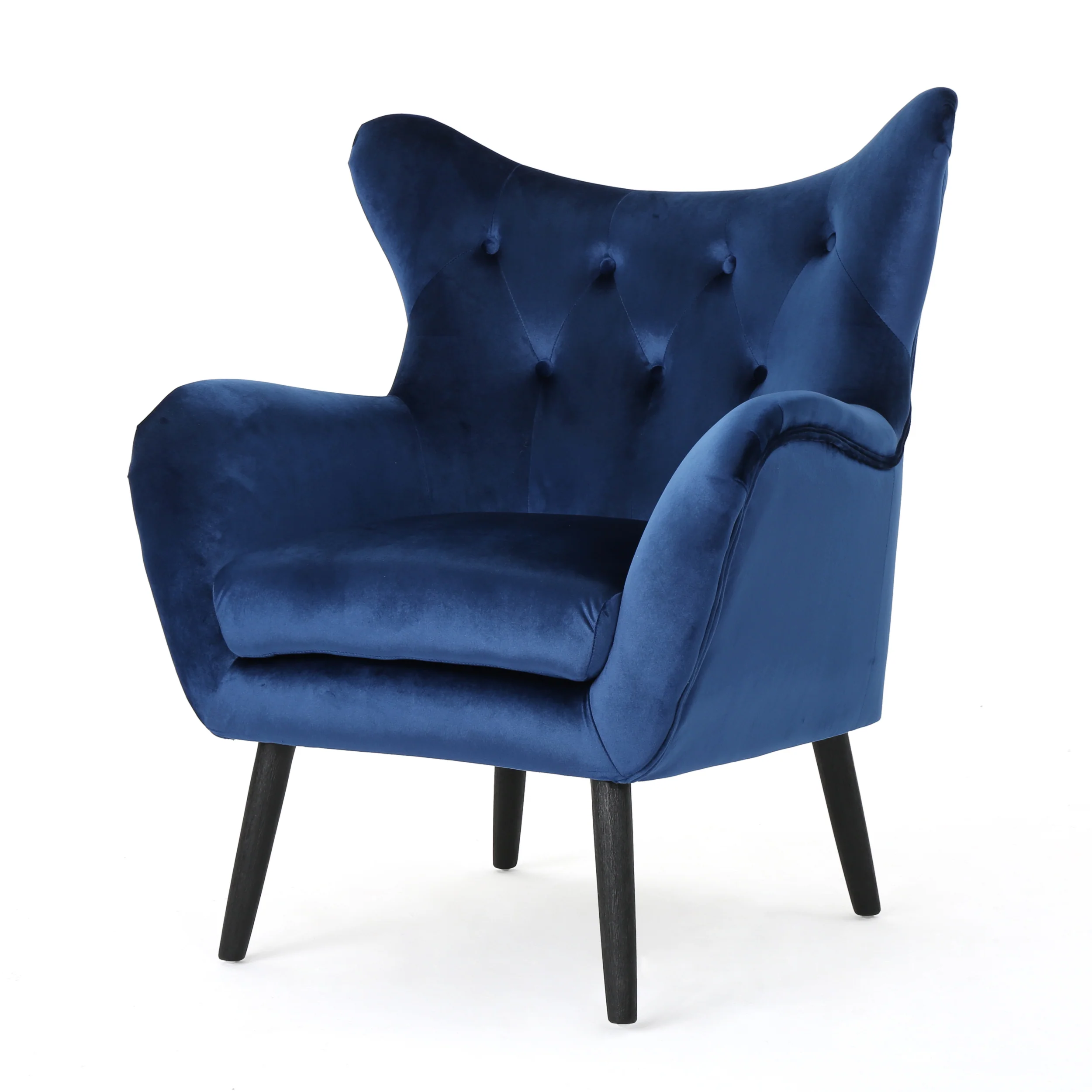 Mae Velvet Tufted Wingback Armchair - furnishings